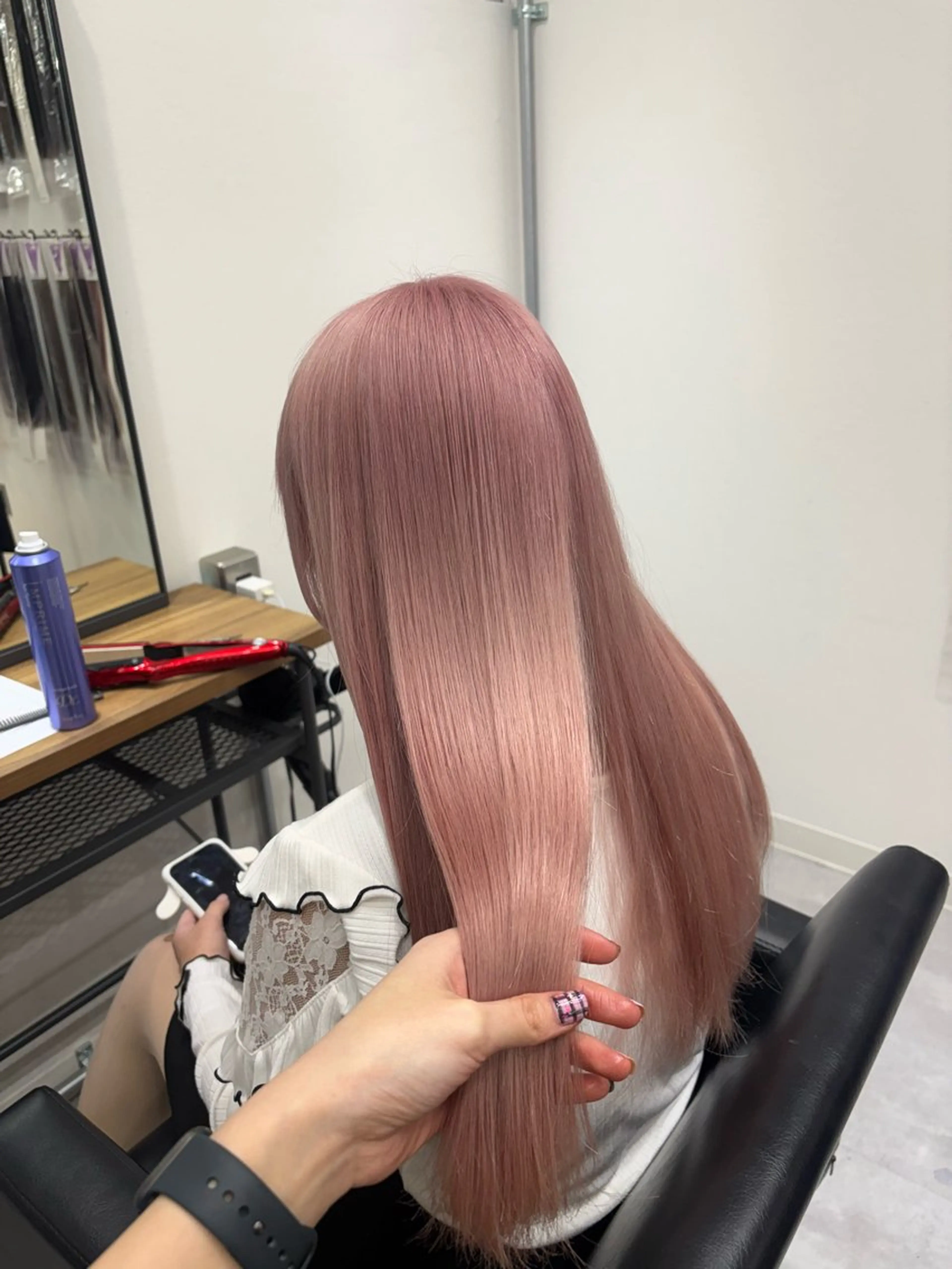 ロング カラー ブリーチ ピンクカラー ホワイトピンク ヘアカラー ENA💗NEXT /ハイトーンエクステのヘアスタイル