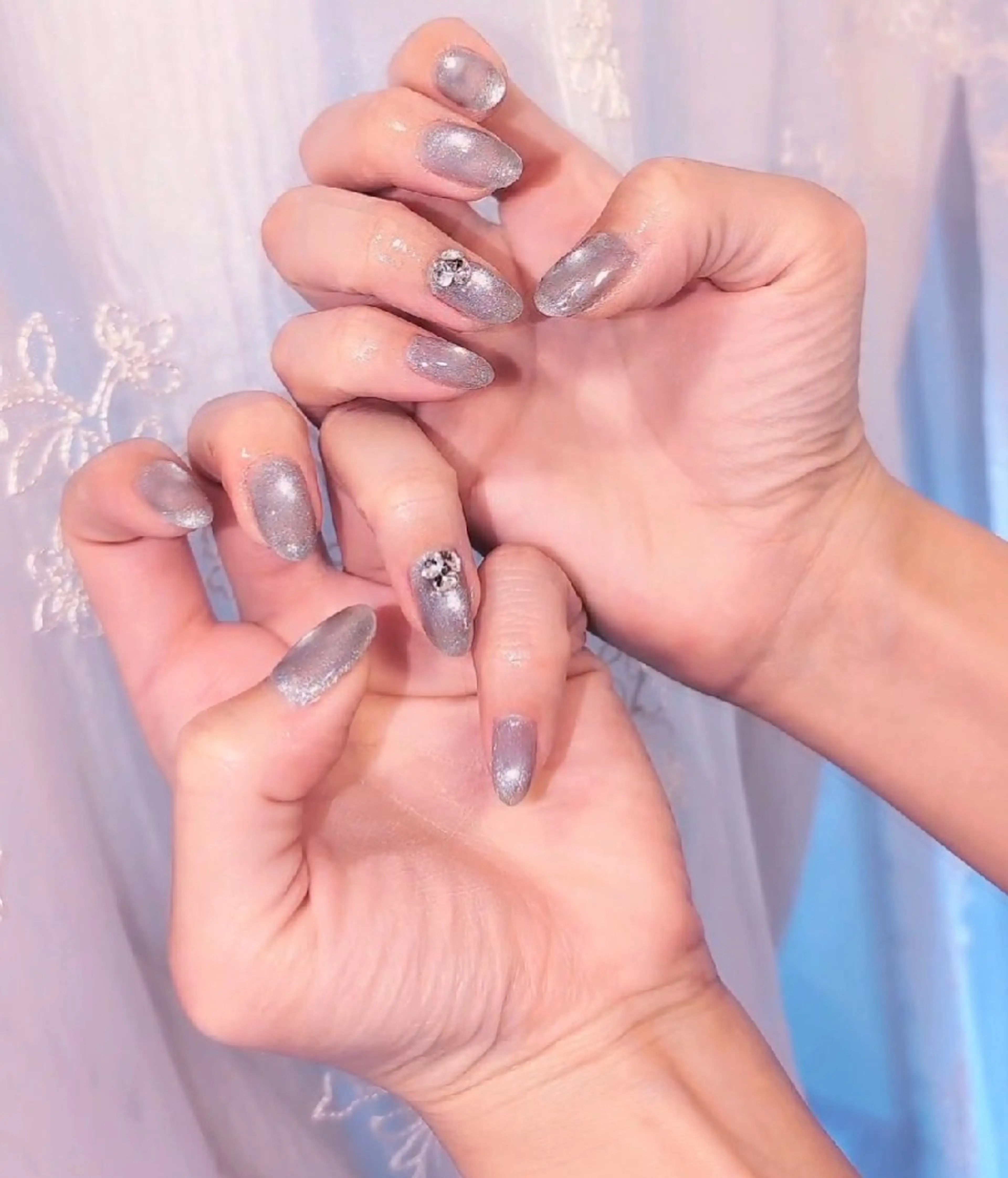 ネイル 長さ出し ジェルネイル 韓国ネイル マグネットネイル ニュアンスネイル ハンドネイル I LOVE ME  NAIL.｡.:*♡のネイルデザイン