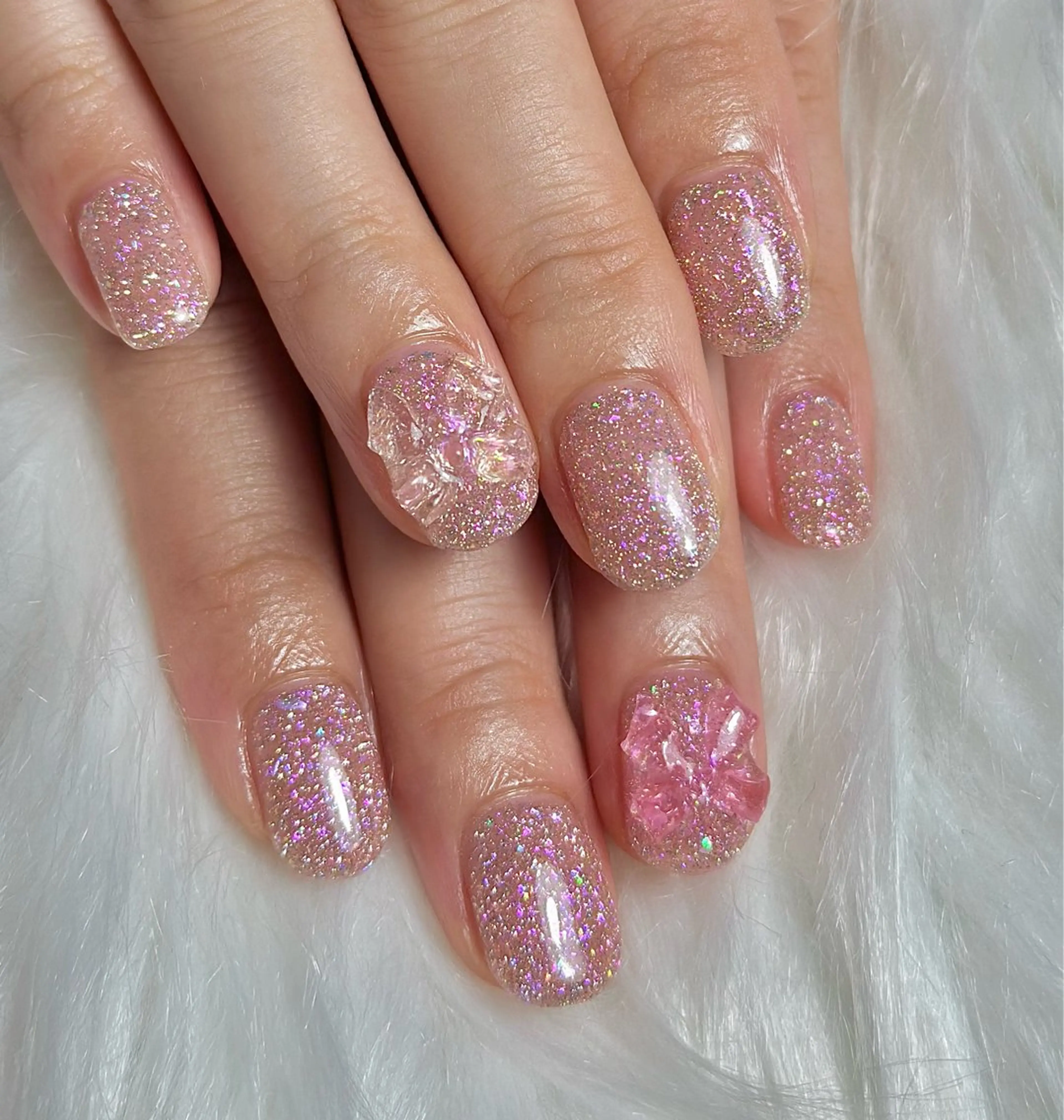 ネイル フラッシュネイル ピンク m_nail所属・O Mayaのネイルデザイン