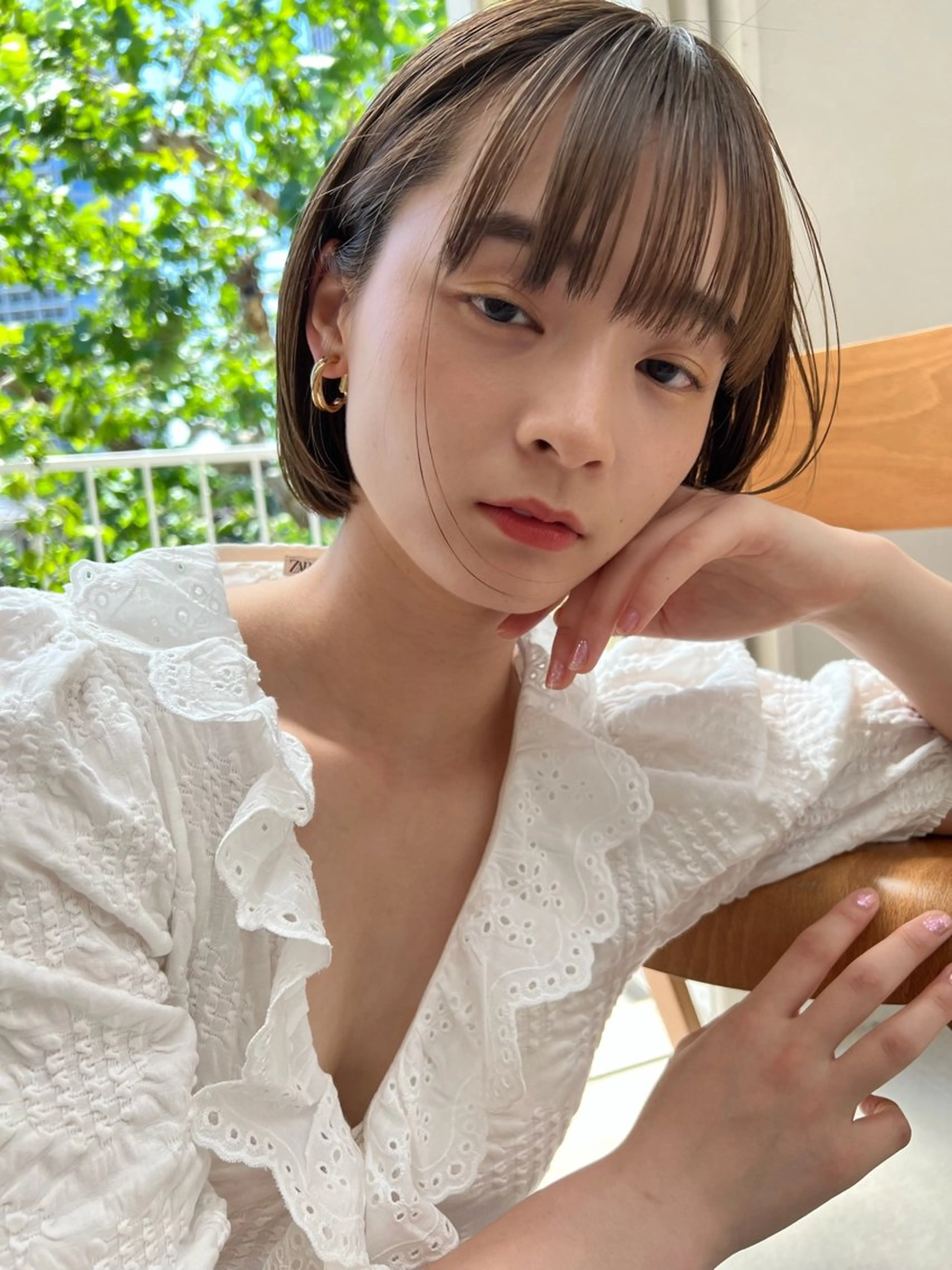 ショート カラー 縮毛矯正 コテ巻き/パーマ/艶 透明感/荻原凜太郎のヘアスタイル