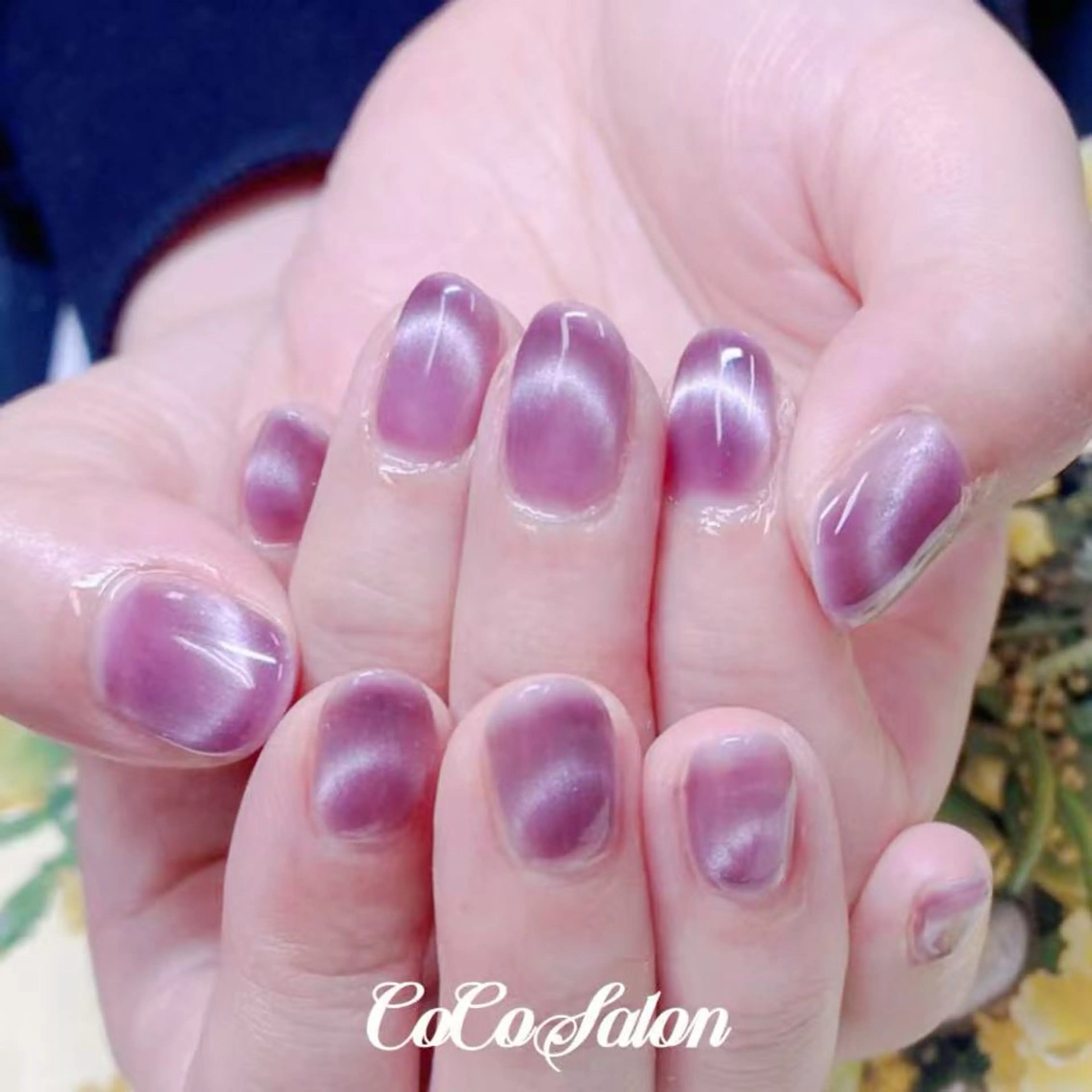 ミディアム パープルカラー ハンドネイル CoCo Salon ネイル/睫毛/脱毛のマツエク・マツパデザイン