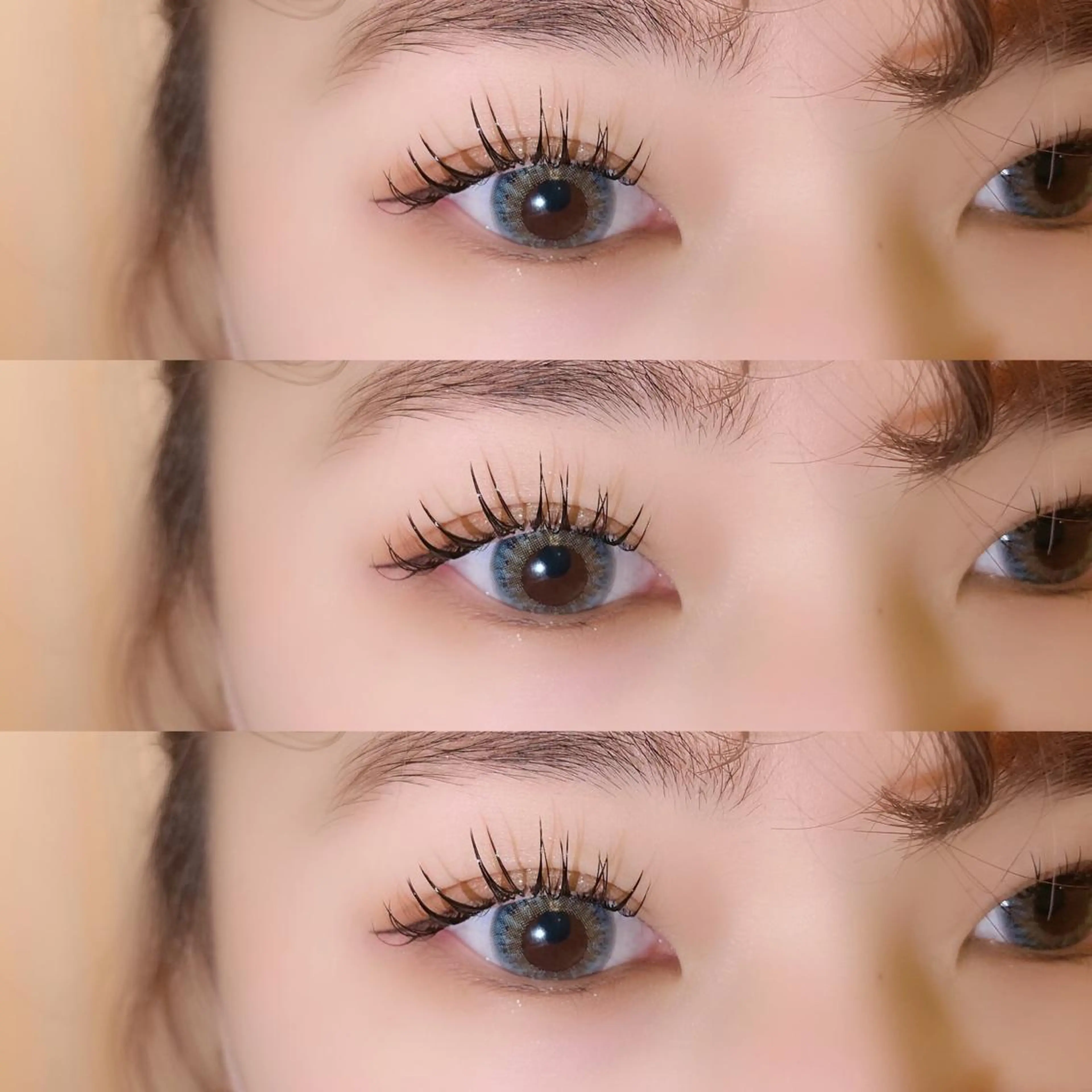 マツエク・マツパ 束感まつ毛 フラットラッシュ 韓国風マツエク パリジェンヌラッシュリフト ボリュームラッシュ 肌に馴染むハイトーン /ミルクティーカラーのヘアスタイル