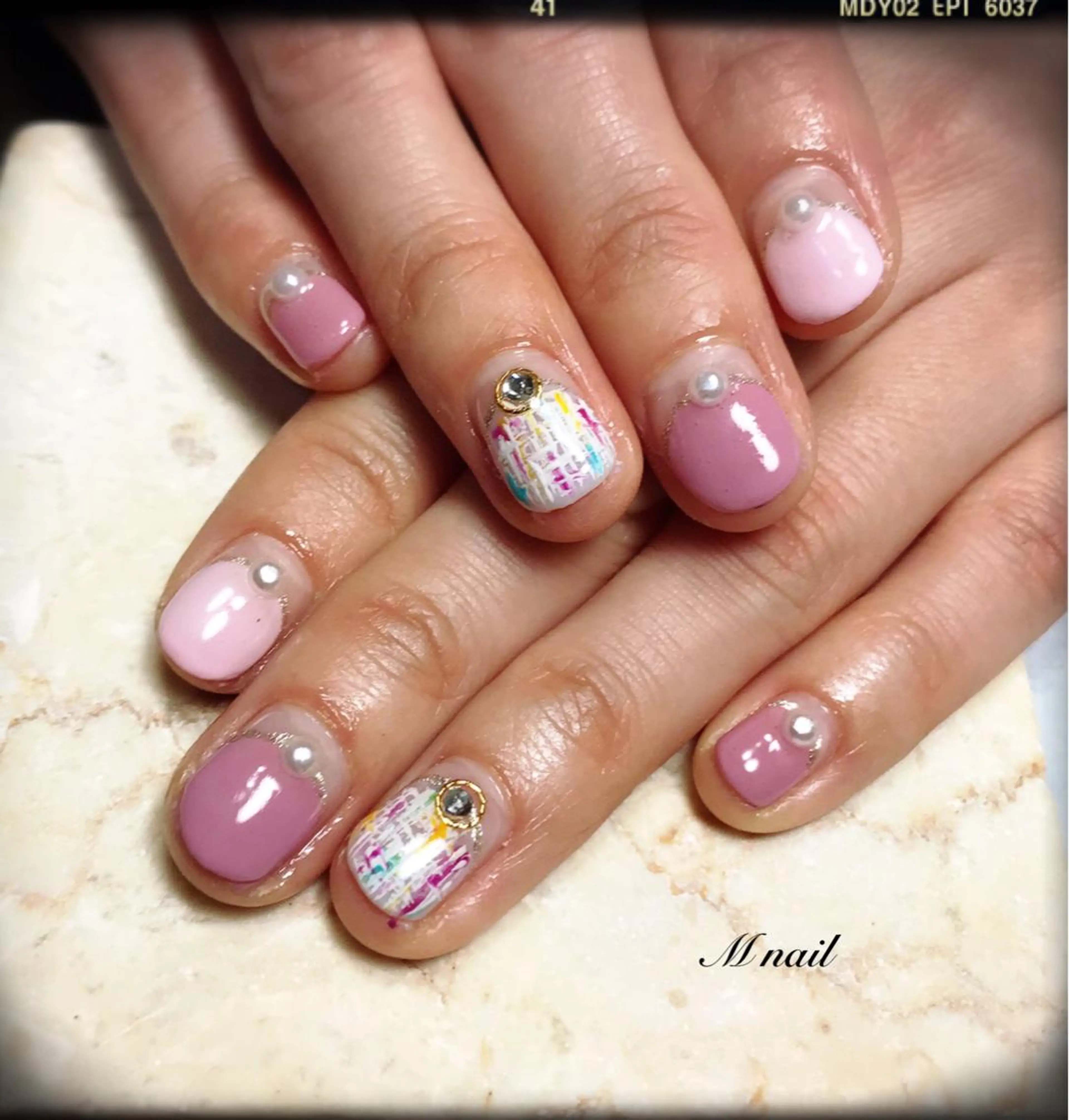 ネイル 春ネイル ツイードネイル M nail 市原市ちはら台のネイルデザイン