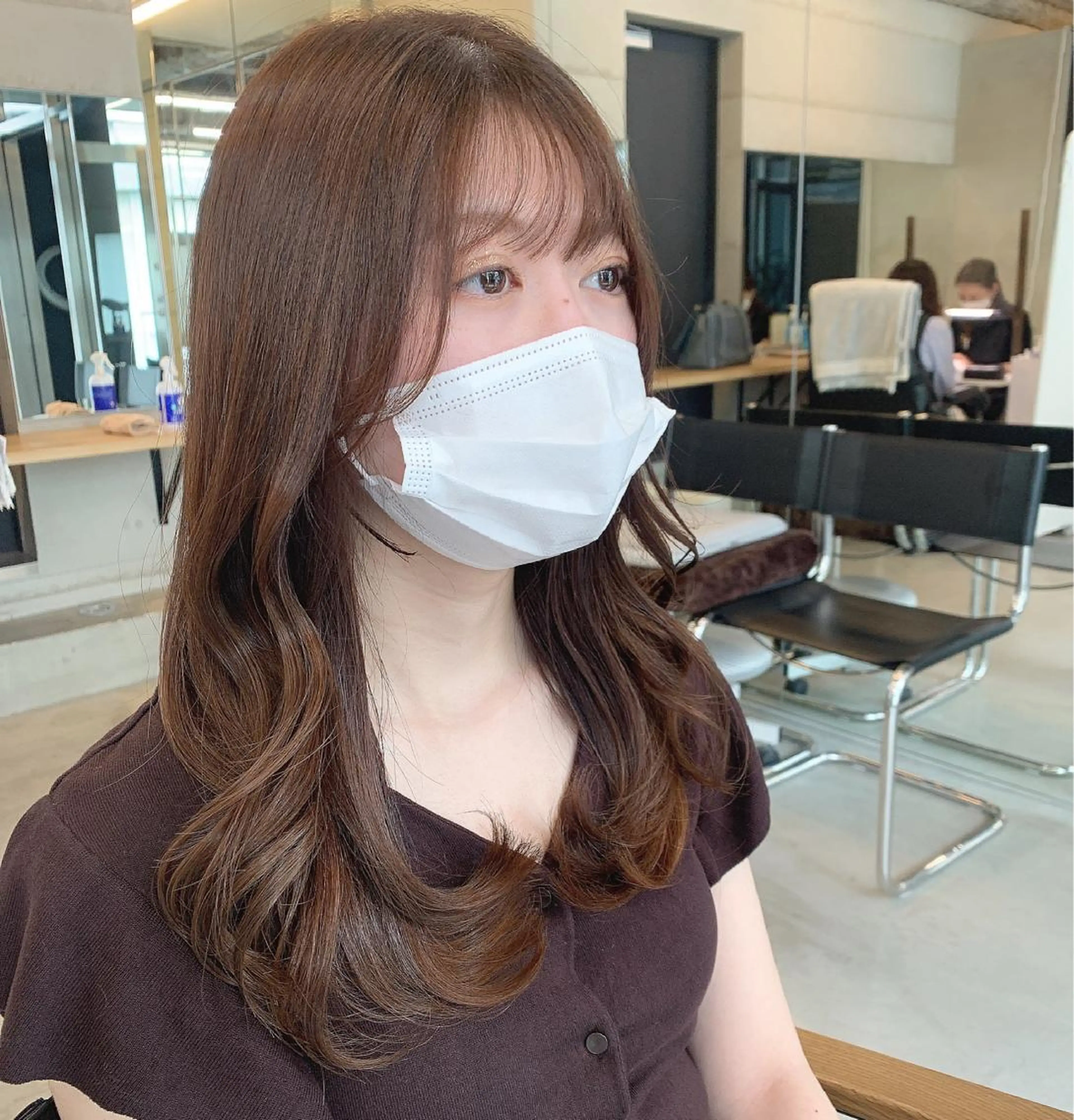 セミロング カラー 透明感/オリーブ/ グレージュ/YUKAのヘアスタイル