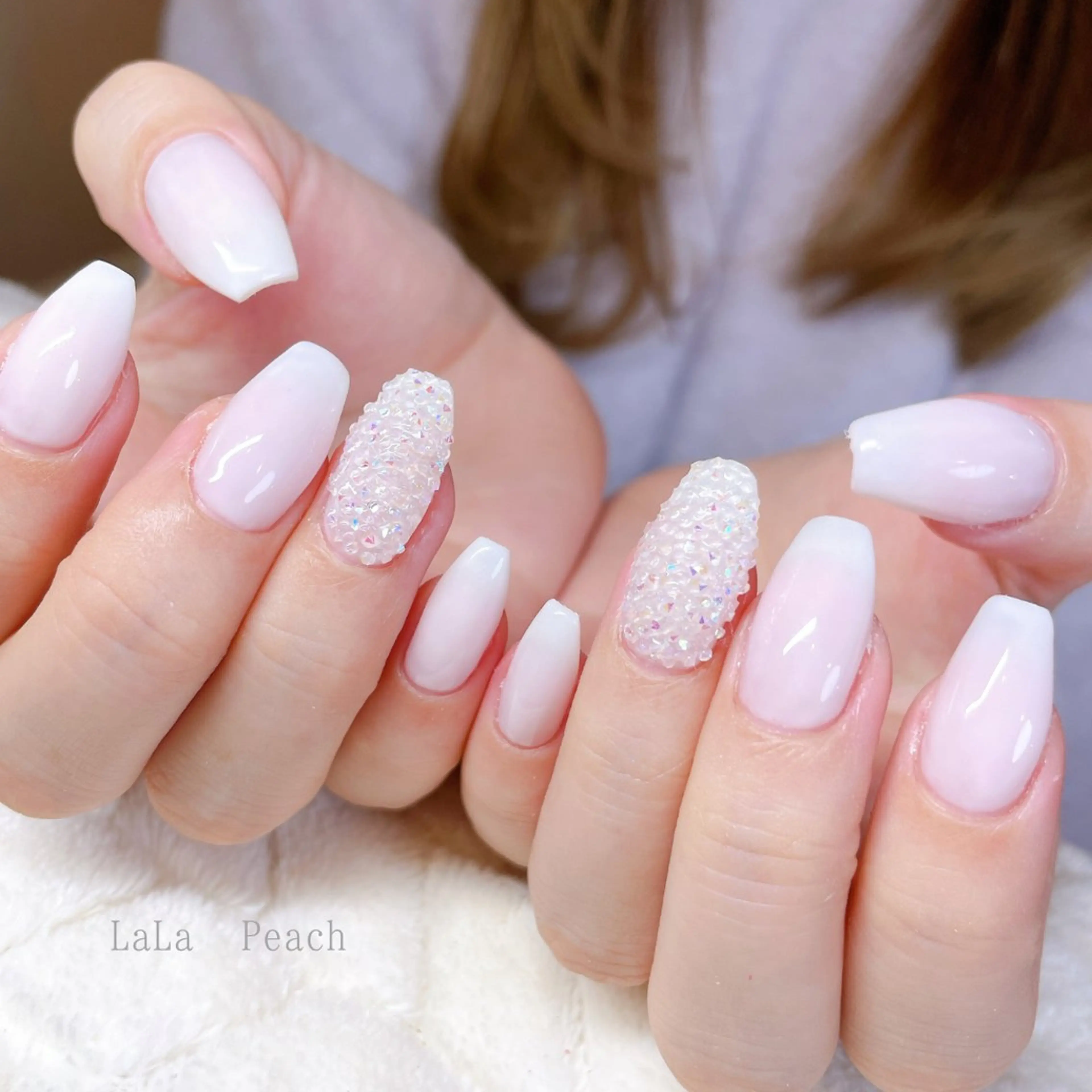 ネイル ジェルネイル グラデーション ピンク 春ネイル ハンドネイル LaLa Peach 福岡のマツエク・マツパデザイン