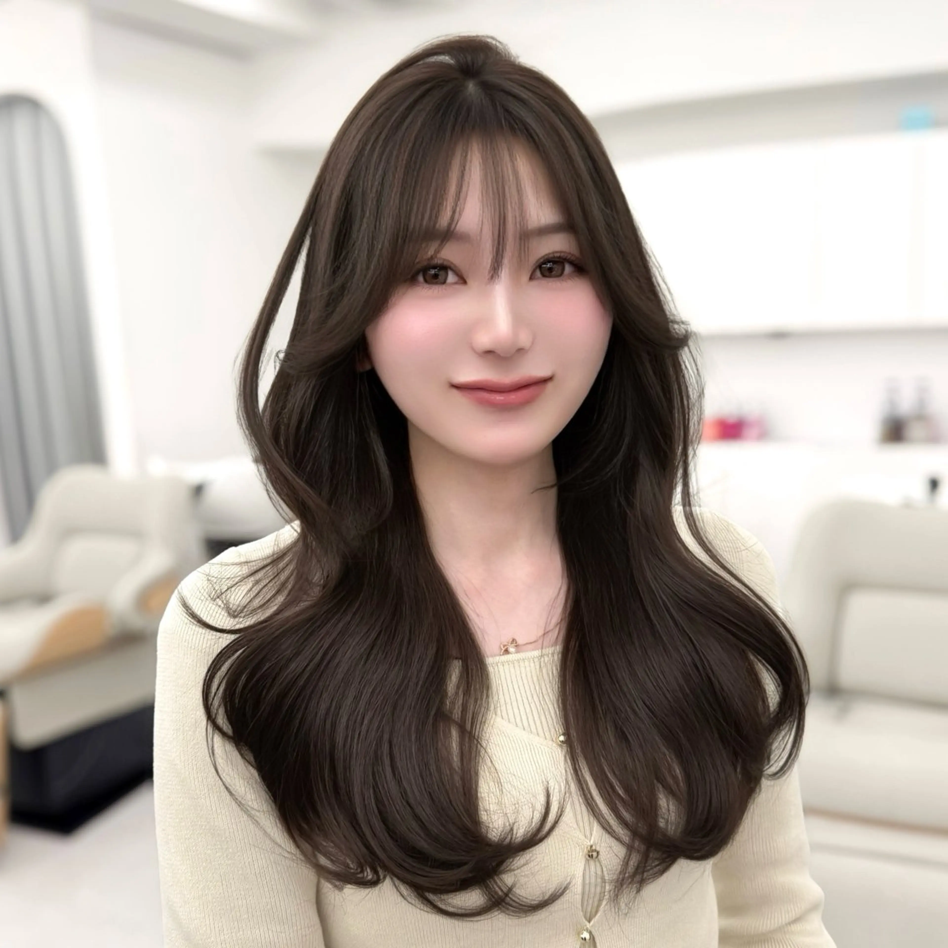 ロング カラー くびれヘア 髪質改善 韓国風ヘア レイヤーカット 似合わせカット カット ヘアカラー トリートメント 韓国ヘア🇰🇷× 髪質改善🫧テルのヘアスタイル