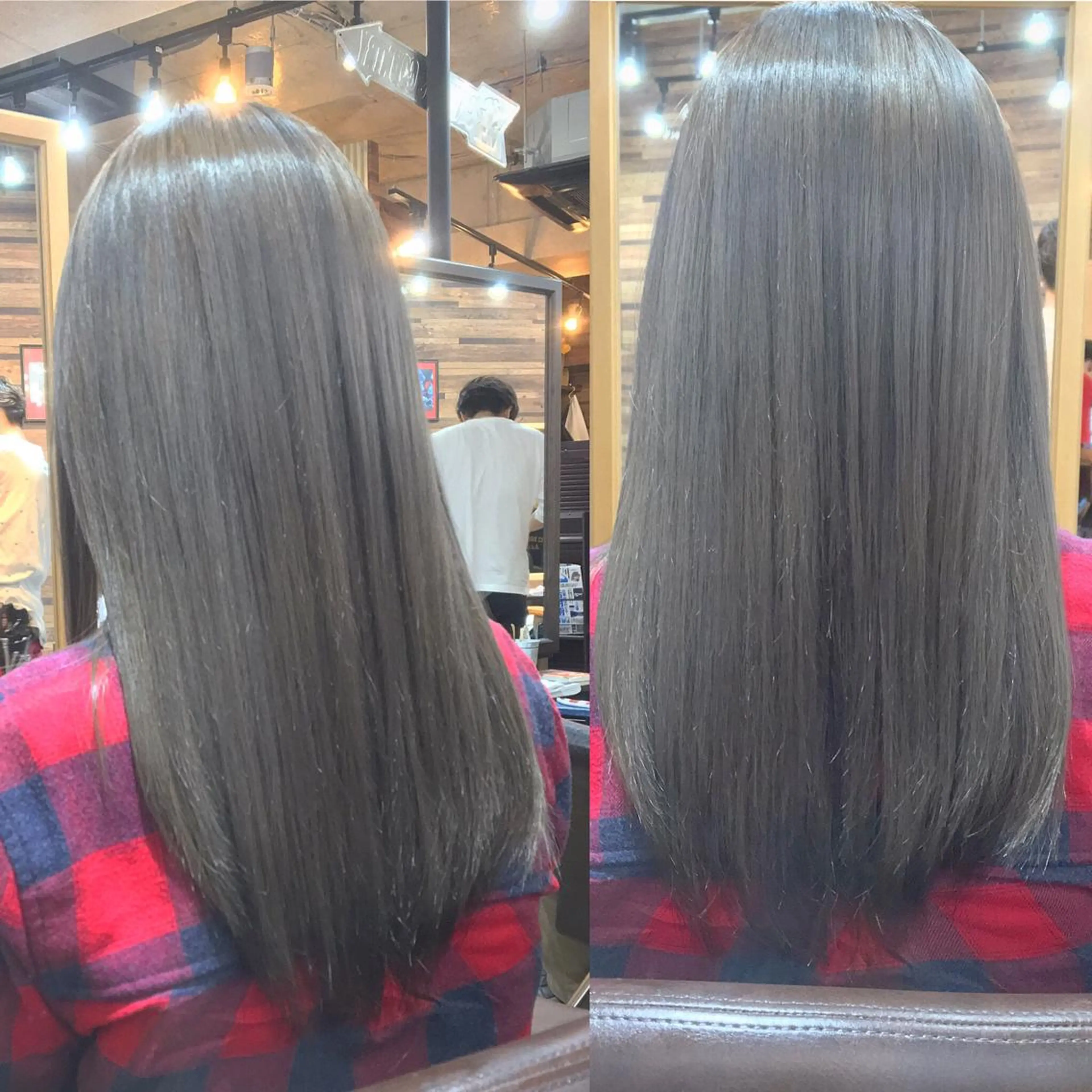 ロング カラー アッシュ ブリーチ シルバー バイオレットカラー MITSU ✂️のヘアスタイル