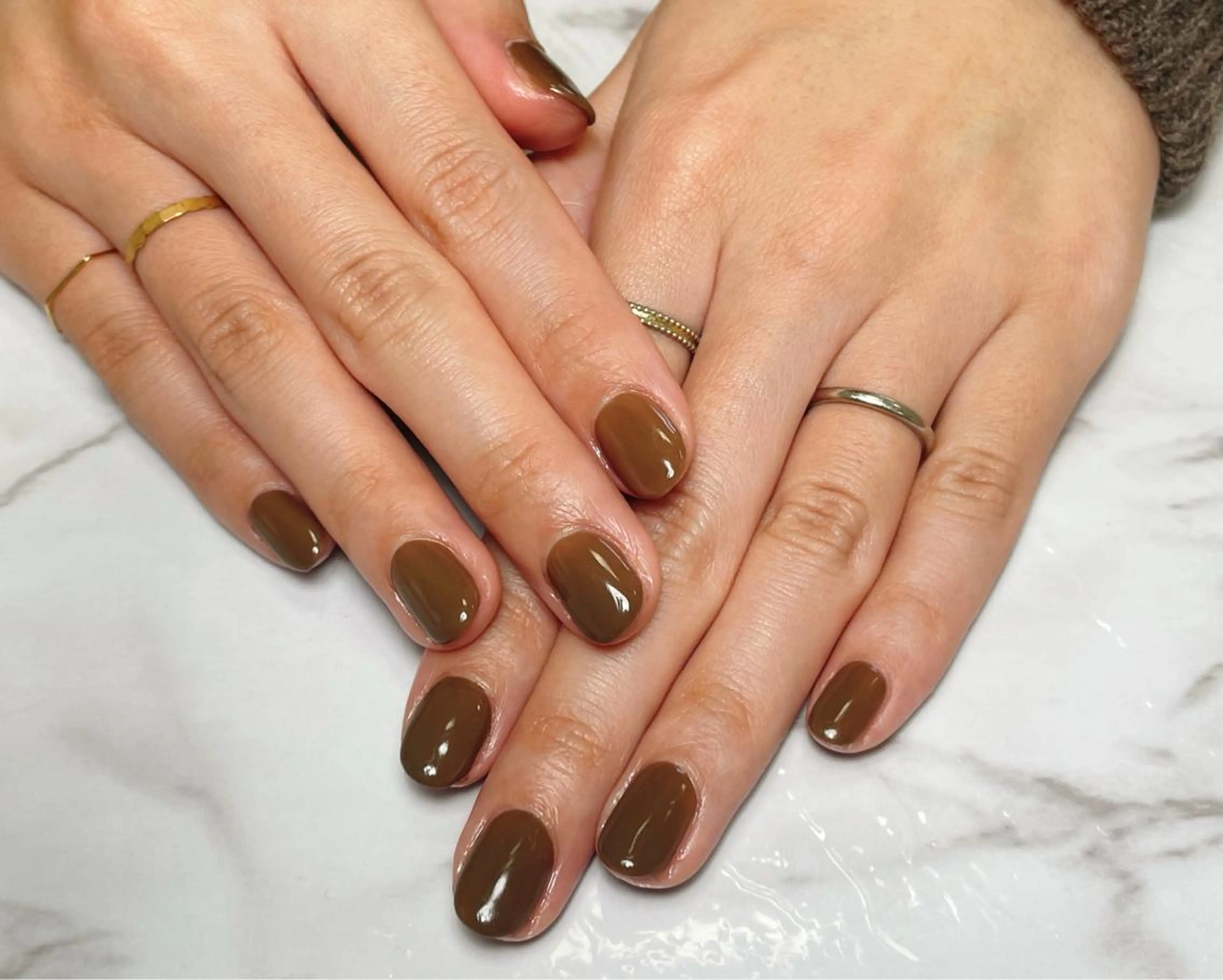 ショート ネイル ブラウン 元住吉ネイル Peace of Mind ナチュレ所属・元住吉ネイルサロン ナチュレのネイルデザイン