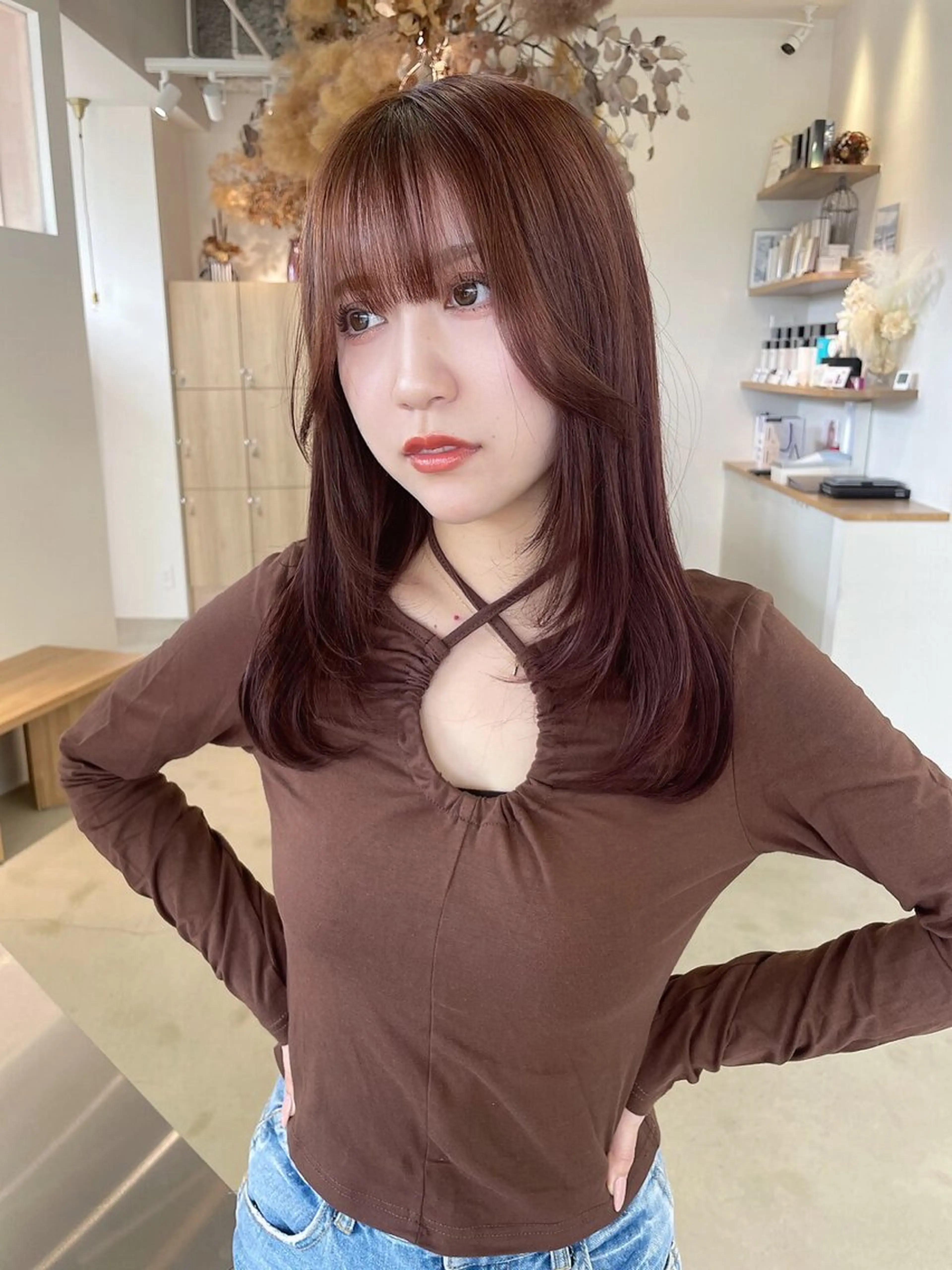 セミロング カット ヘアカラー トリートメント kana/ ブリーチ/暖色のヘアスタイル