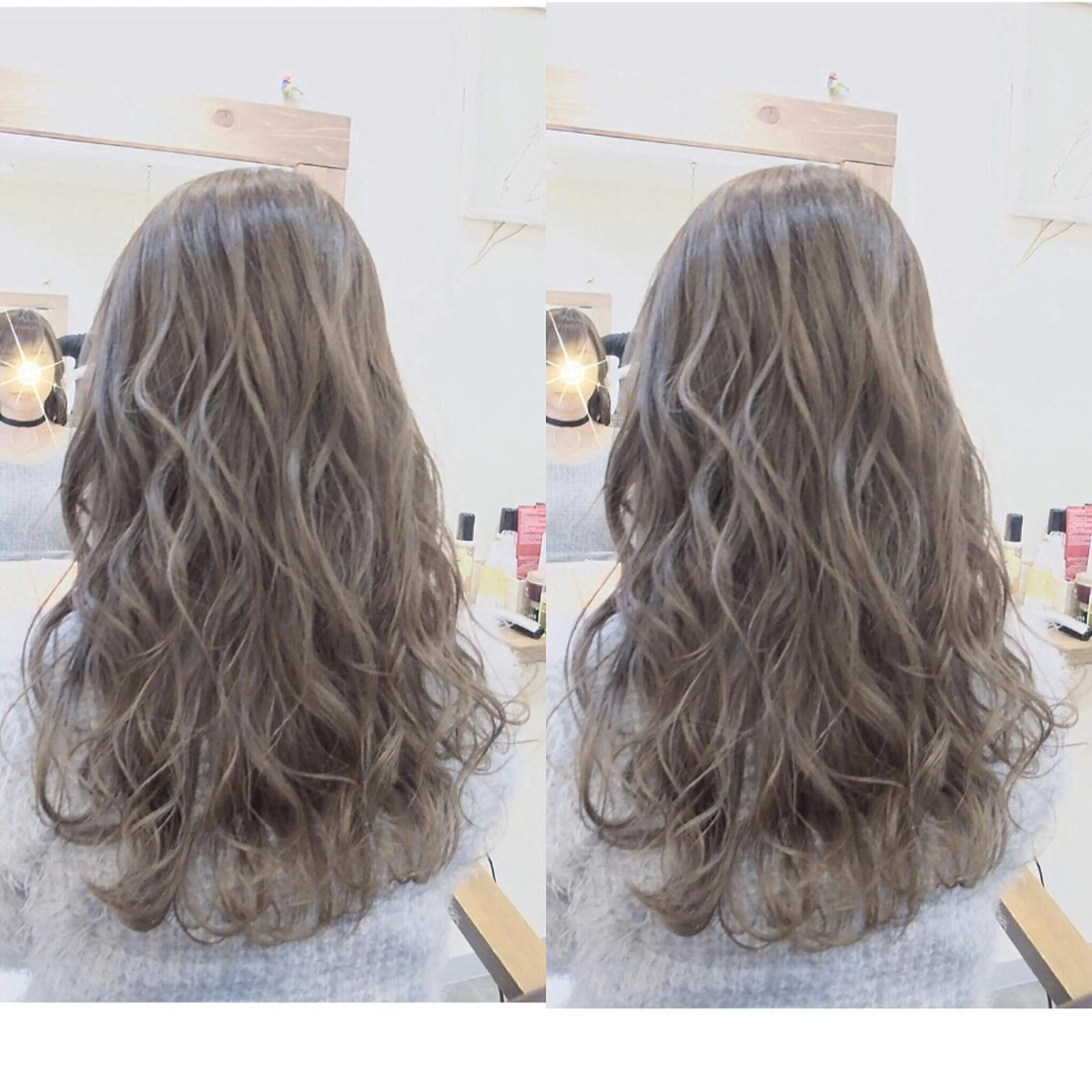 ロング カラー グレージュ ピンクカラー hair salon Ranun髪質改善のヘアスタイル
