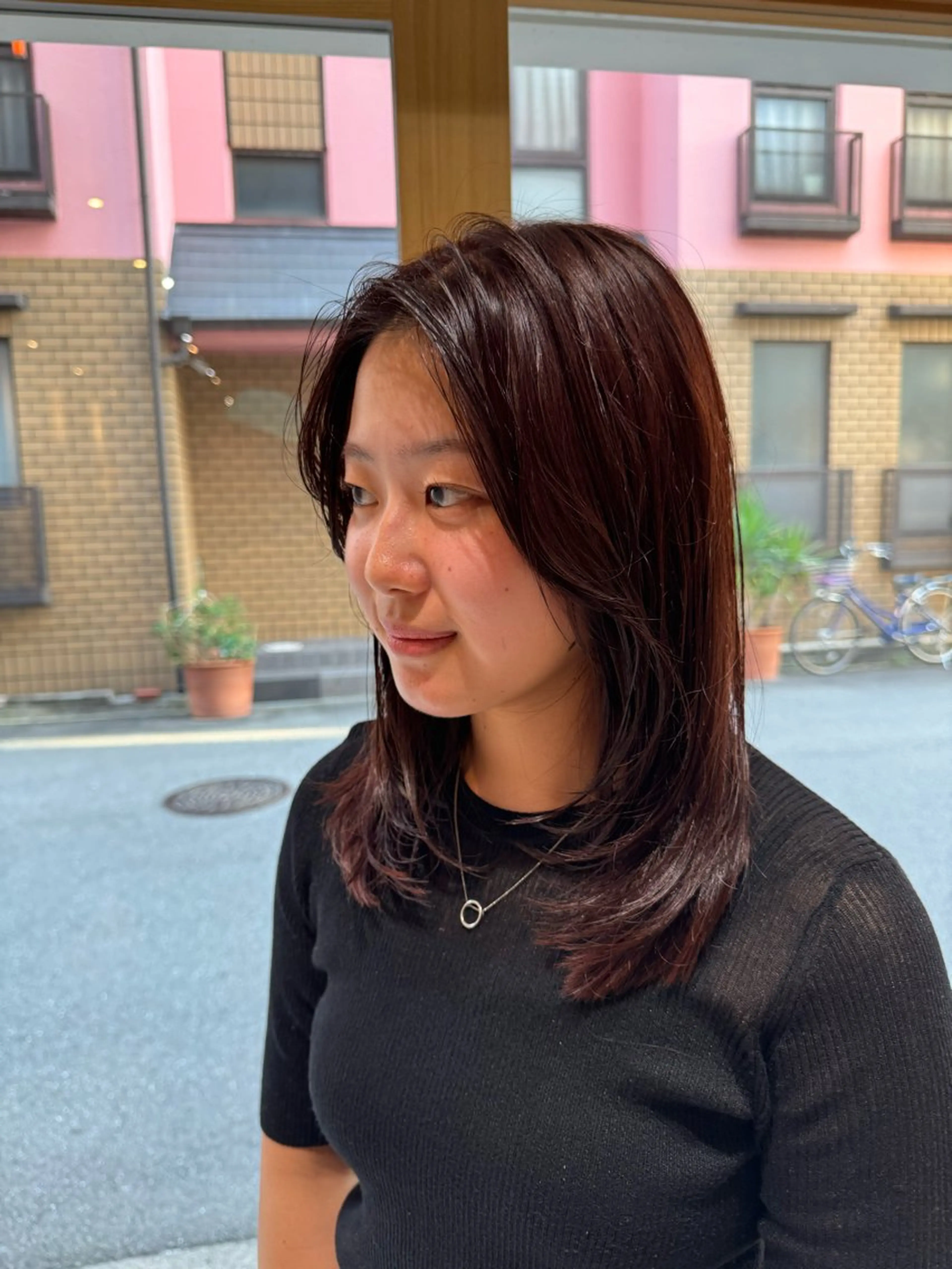 ミディアム カット ヘアカラー トリートメント A.Ｍ.hair所属・レイヤーカット/ 髪質改善/福本凌のヘアスタイル