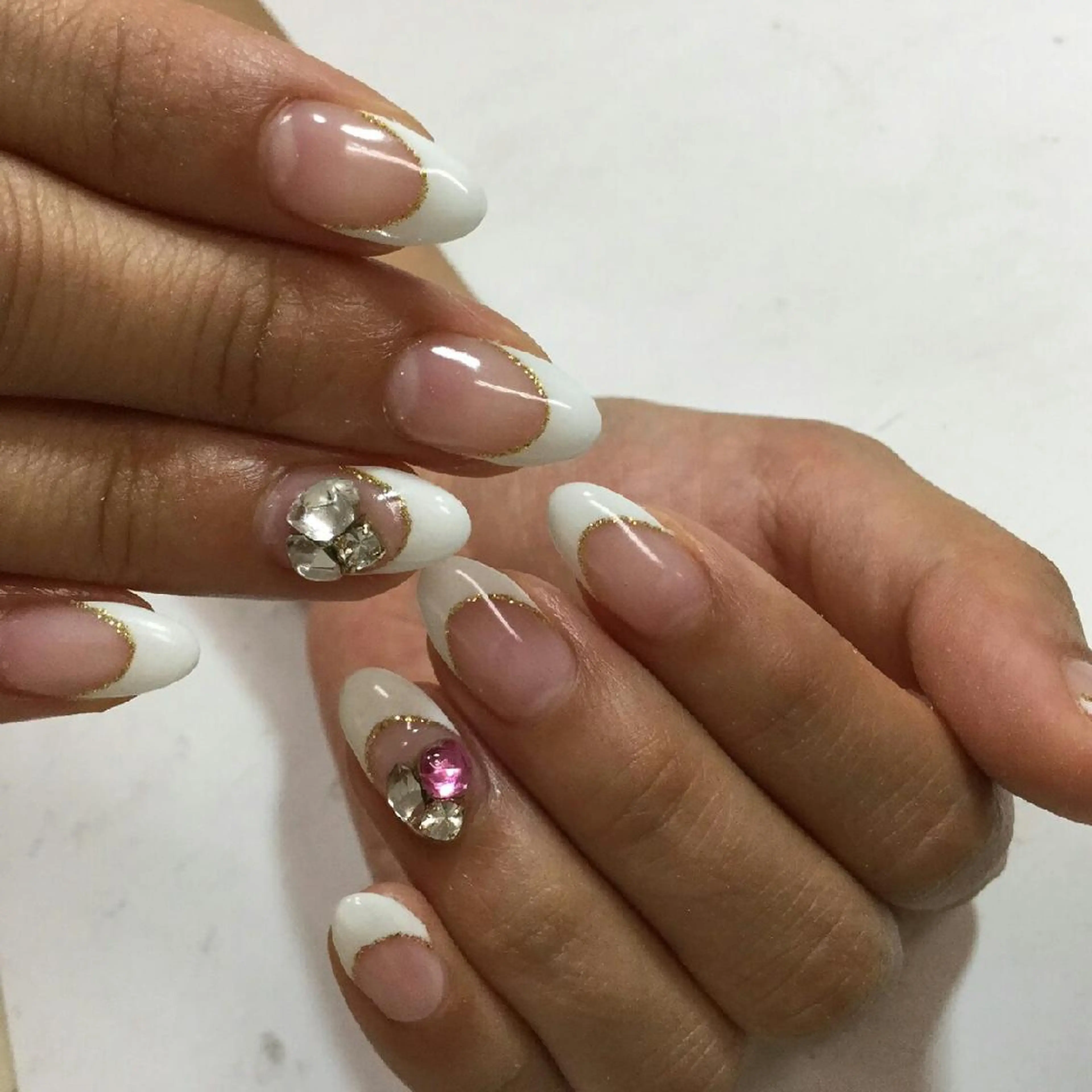 ショート ミディアム セミロング ロング ネイル まつエク フレンチネイル キラキラネイル ストーンネイル Lino Nail(リノネイル)所属・Lino Nail sekitomiのネイルデザイン