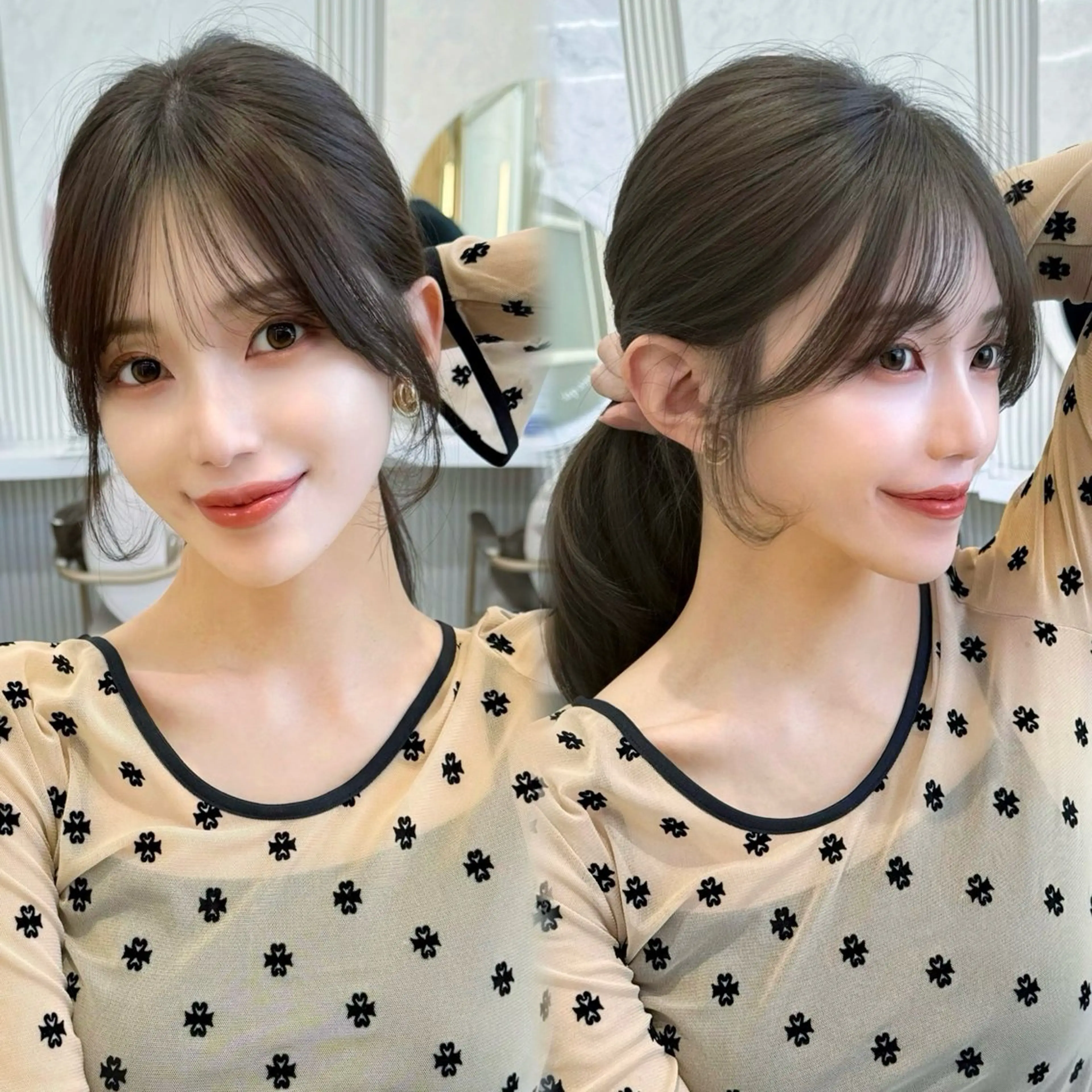 セミロング カラー カット ヘアカラー トリートメント 似合わせレイヤー 透明感カラーのヘアスタイル