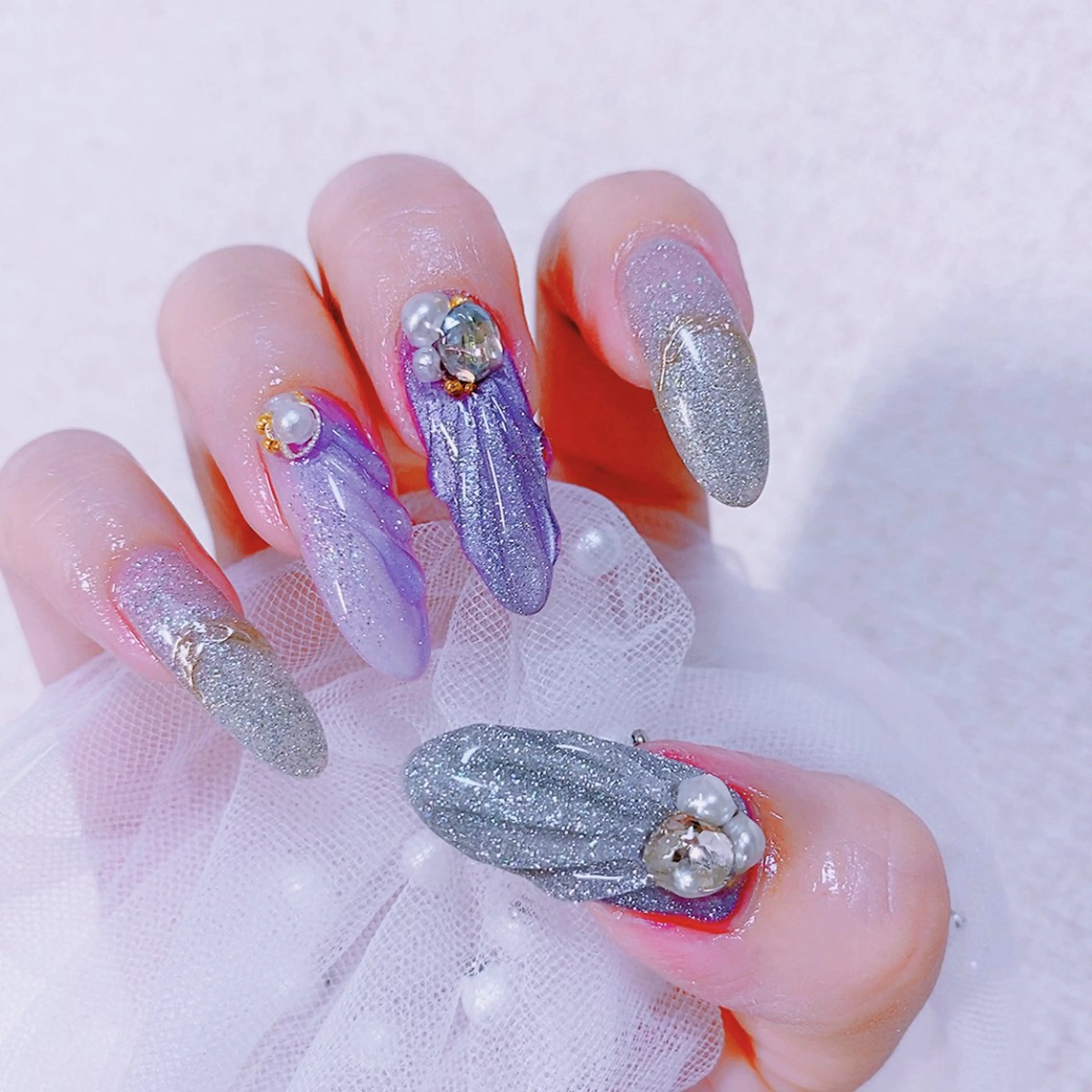 ネイル フラッシュネイル マグネットネイル オフィスネイル ショートネイル Nail Yunaのネイルデザイン