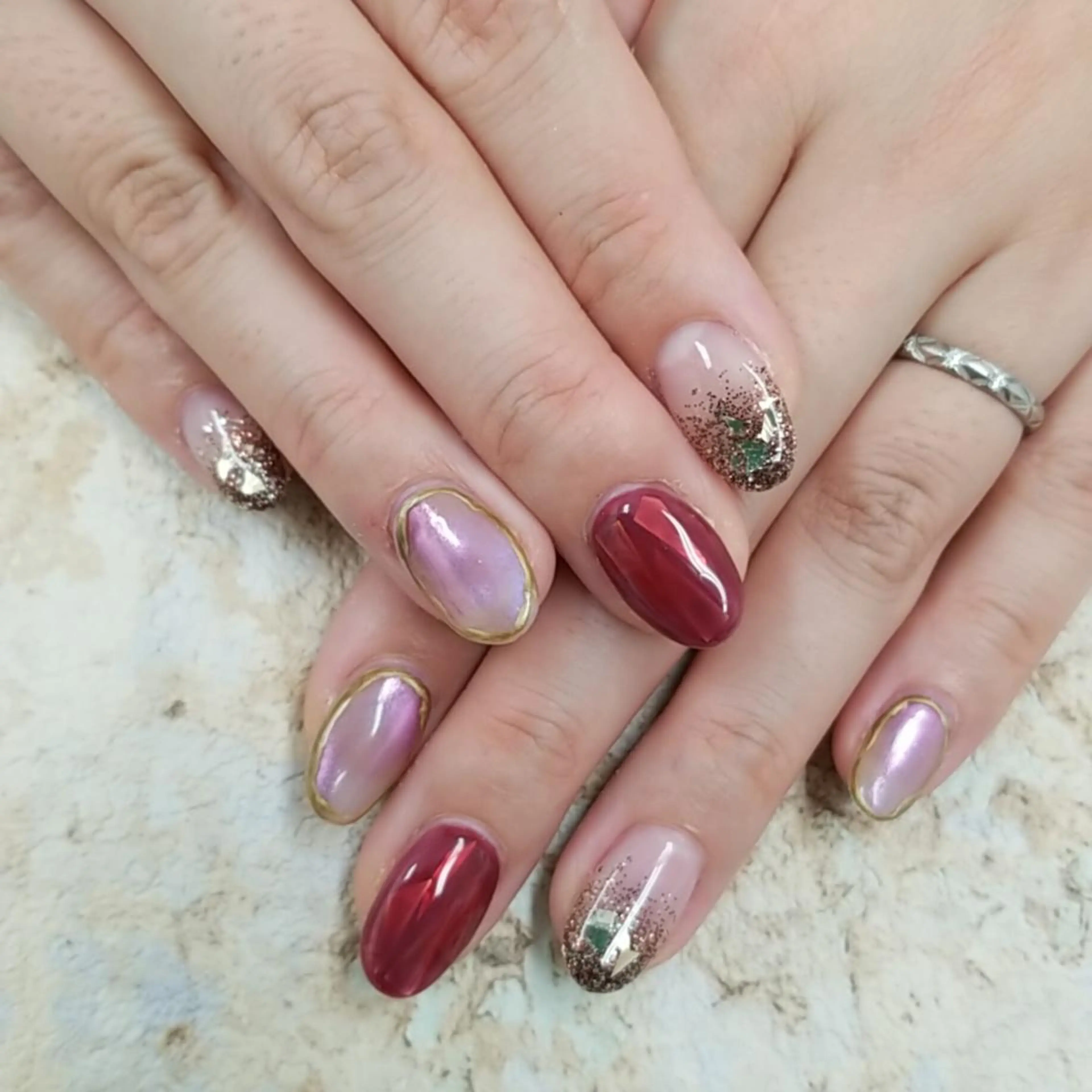 ネイル アートネイル ジェルネイル マグネットネイル 持ち込み ニュアンスネイル 河野ちえ (雑誌掲載サロン)のネイルデザイン