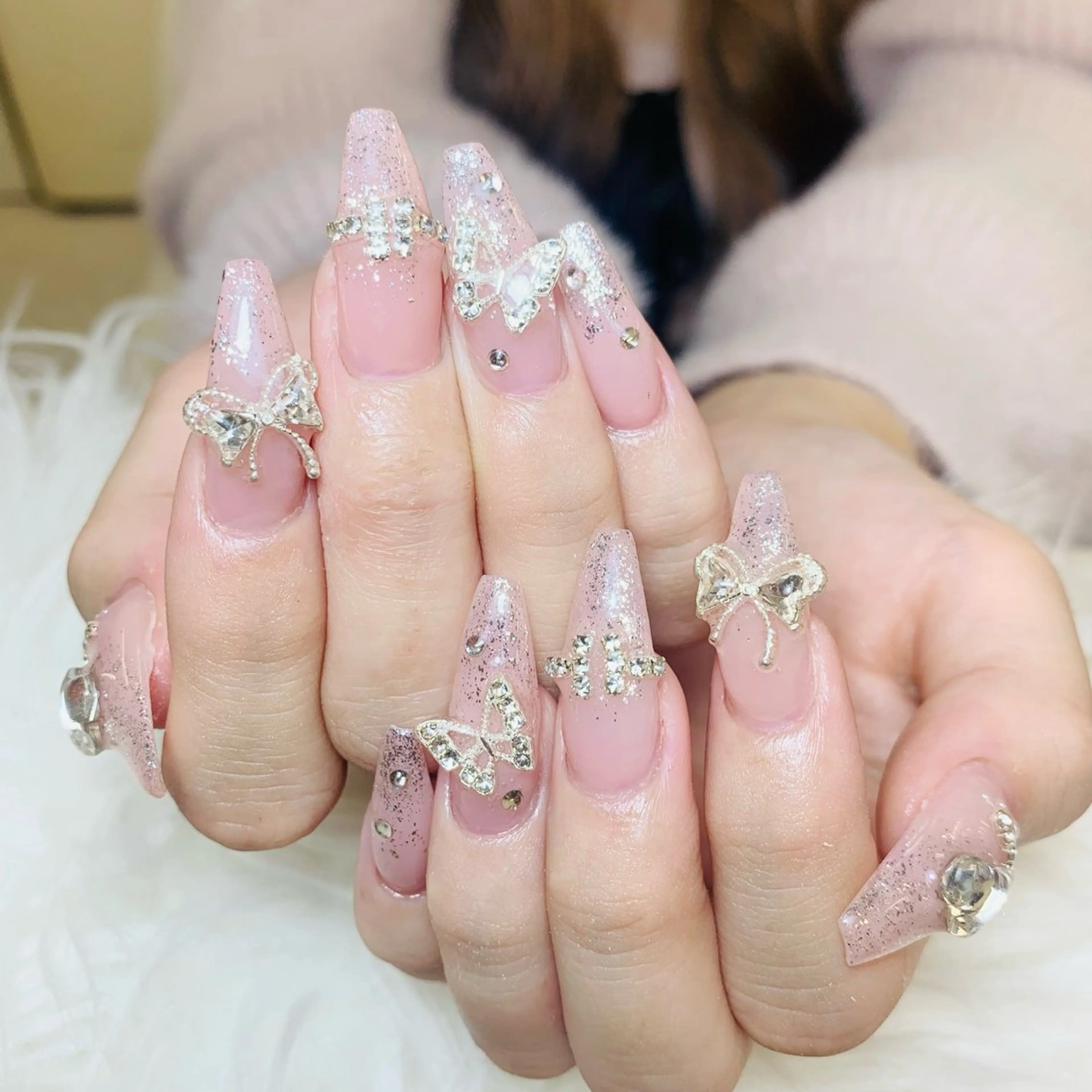 ネイル チークネイル 長さ出し フットネイル マグネットネイル 持ち込み ハンドネイル ANH NAIL ゴテゴテ専門店💎のネイルデザイン