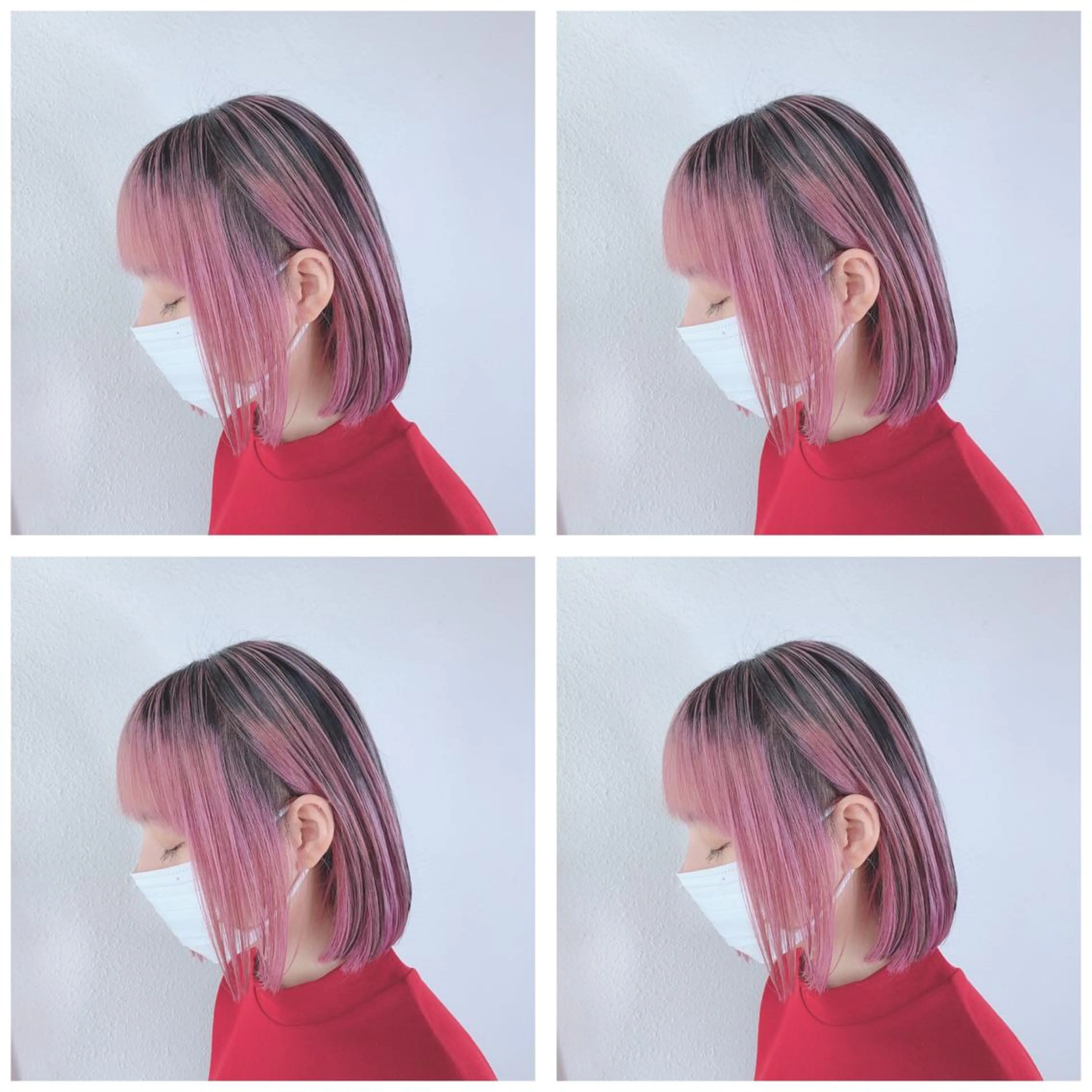 ショート カラー バレイヤージュ ブリーチ ピンクカラー レイヤーカット 似合わせ/ブリーチ カラー.岡田友仁のヘアスタイル