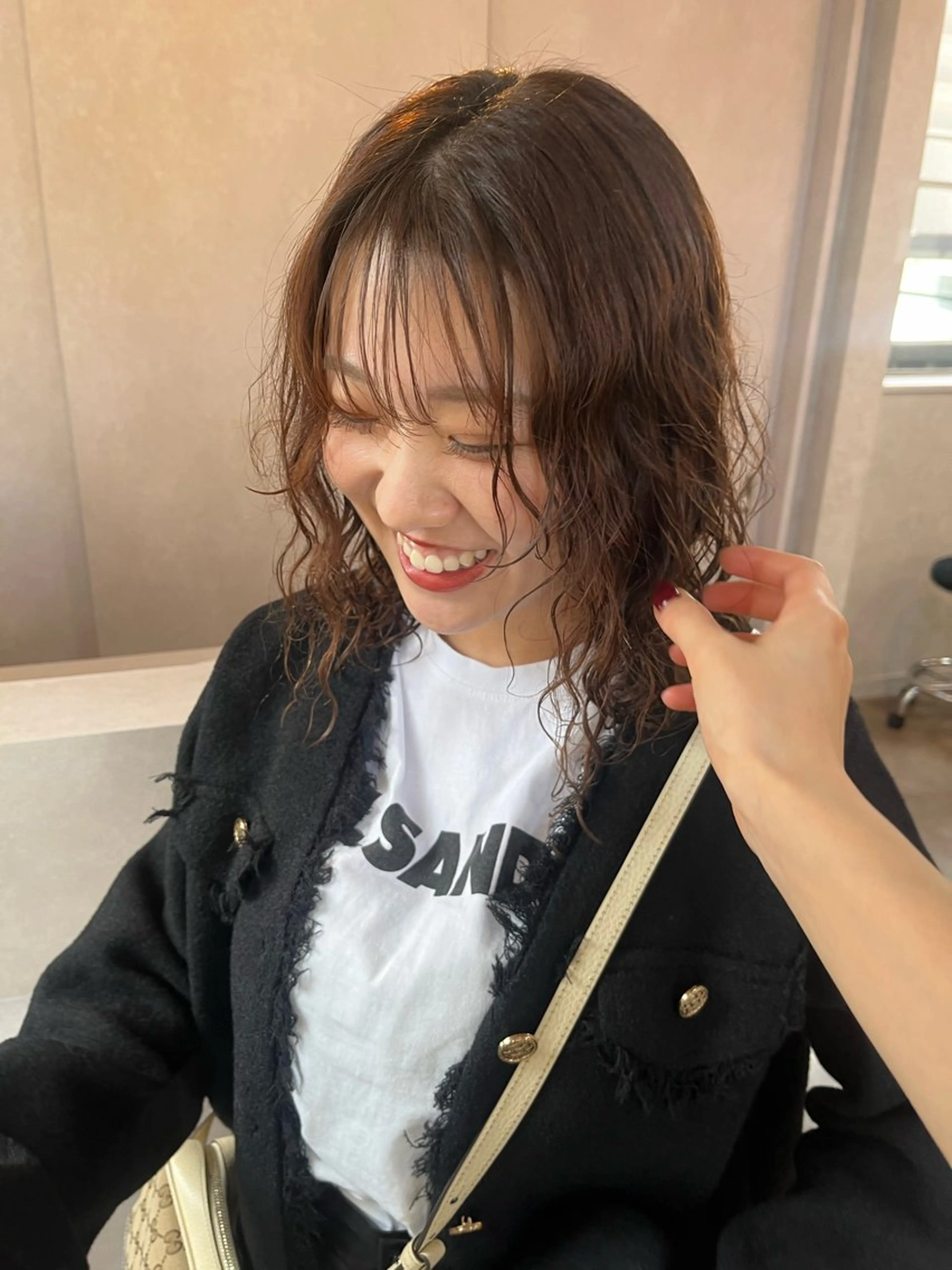 ミディアム パーマ ミディアムパーマ 韓国風ヘア トリートメント ere 代々木公園所属・みほ/ニュアンス/ モード/艶カラーのヘアスタイル