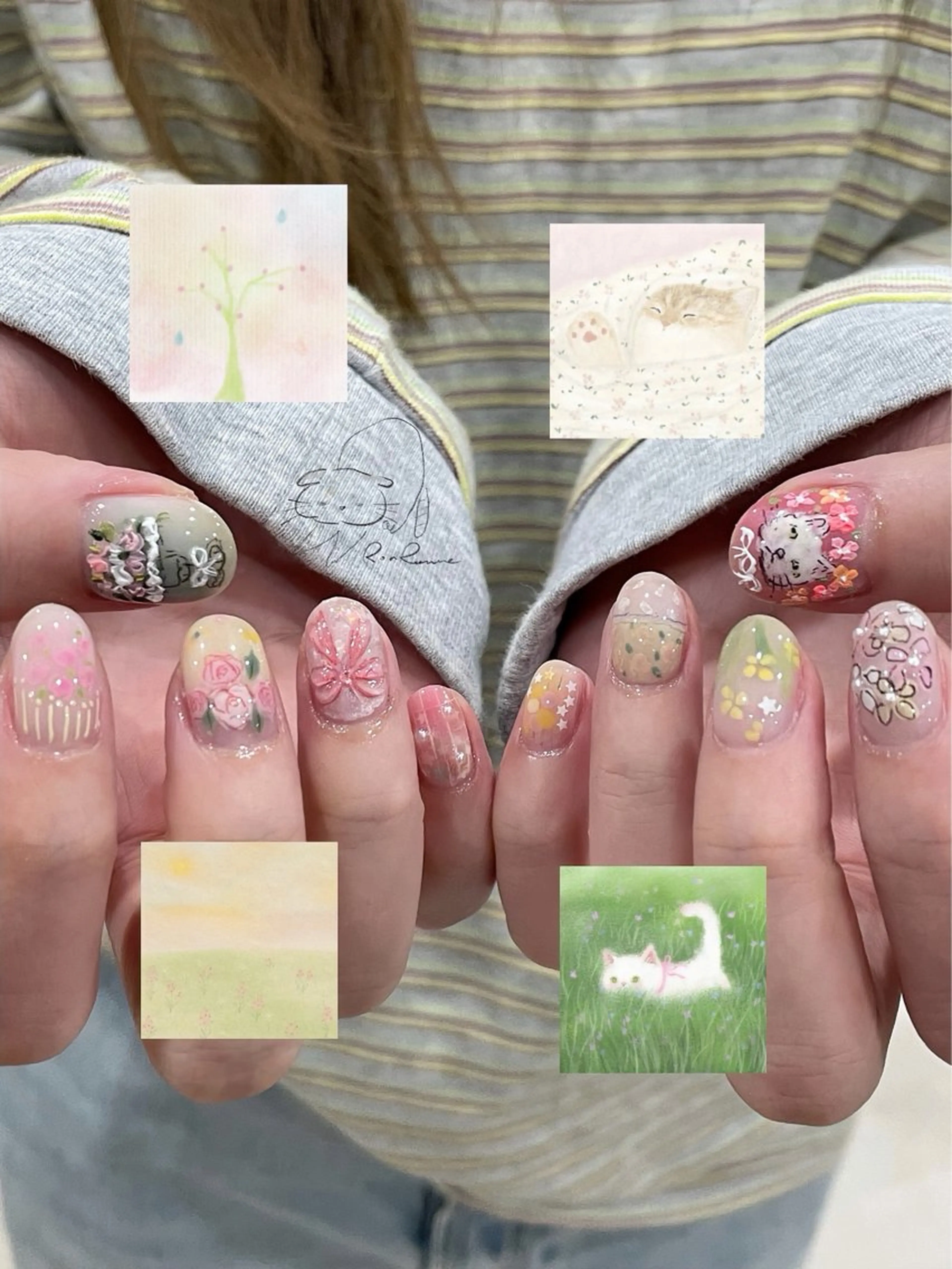 ネイル オーロラネイル 長さ出し フレンチネイル ジェルネイル ミラーネイル ハンドネイル Cho Artネイル所属・ronronne .のネイルデザイン