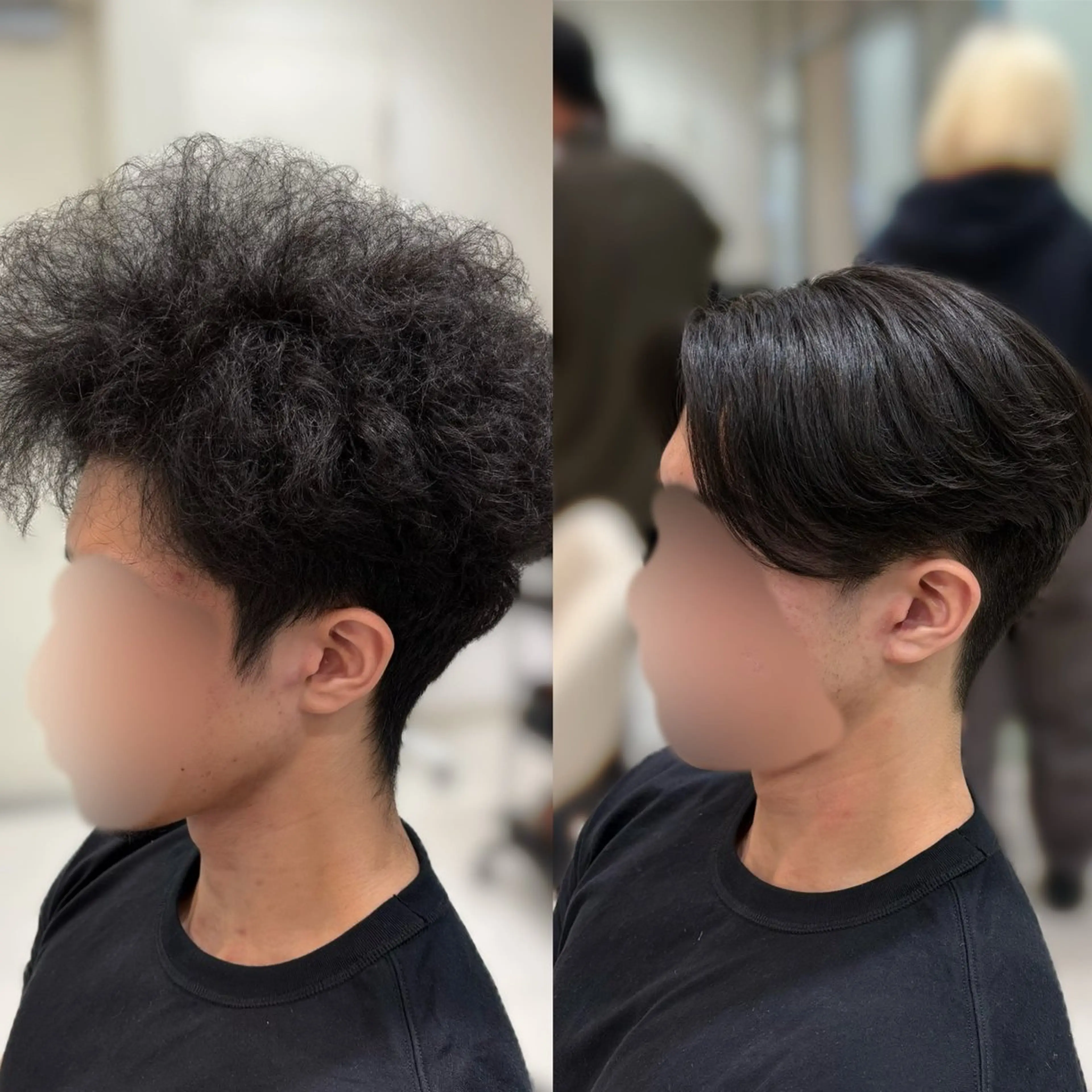 メンズ カット 縮毛矯正 センターパート 川島爽楽のヘアスタイル