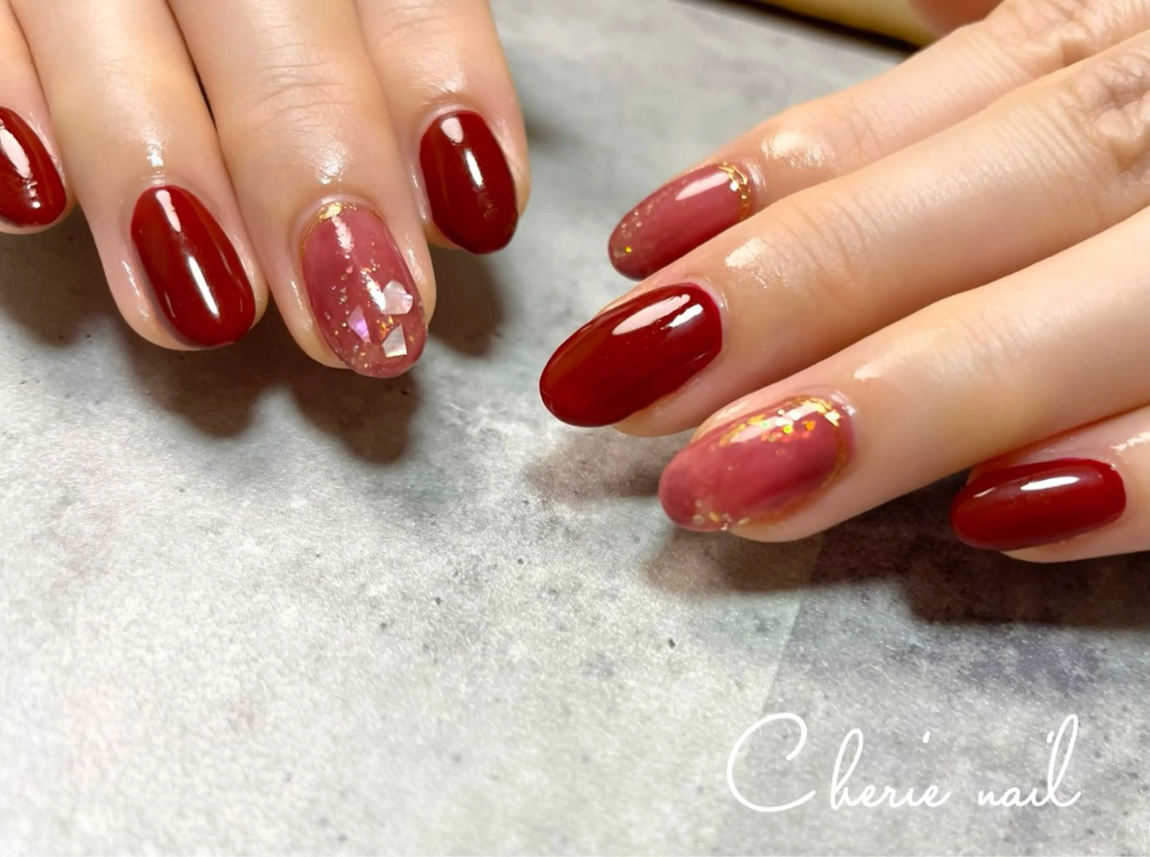 ネイル ボルドー ハンドネイル Cherienail yunaのネイルデザイン
