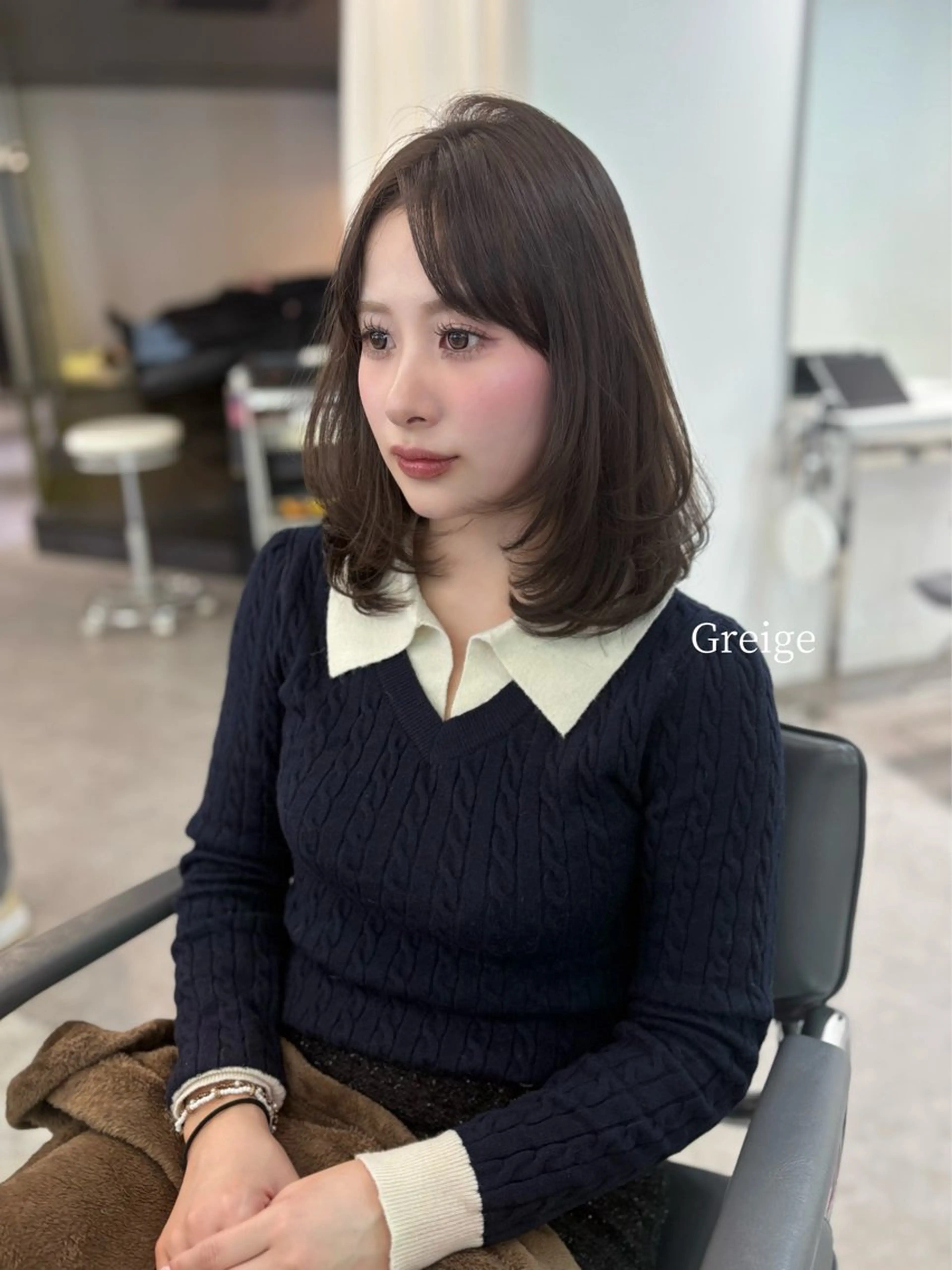 ミディアム カラー 透明感カラー グレージュ カット ヘアカラー トリートメント MEI🎀つやカラー 🎀レイヤー🎀渋谷のヘアスタイル