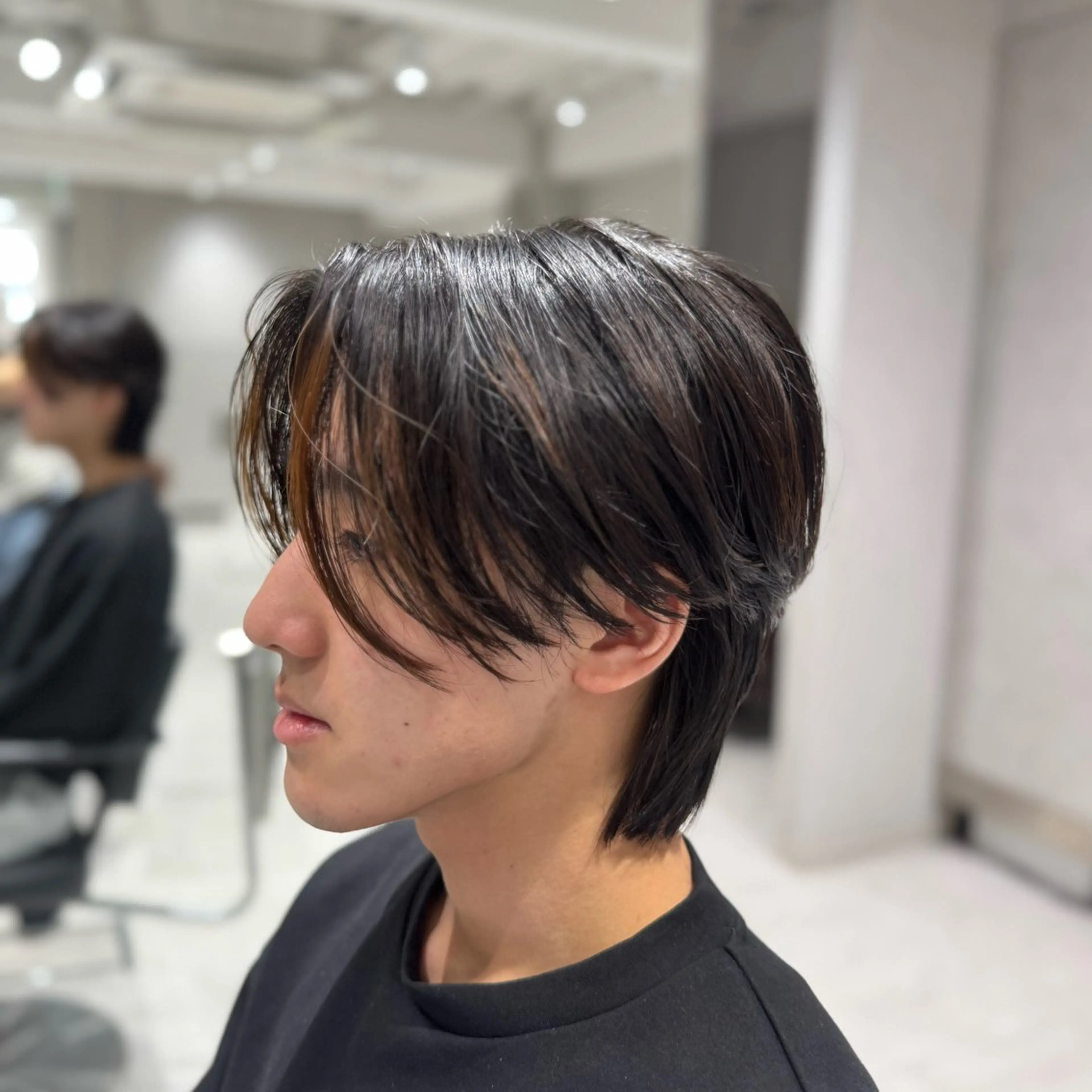 メンズ センターパート メンズウルフカット ウルフカット 曲がる縮毛/カルマパ ーマ/池袋/横村大全のヘアスタイル