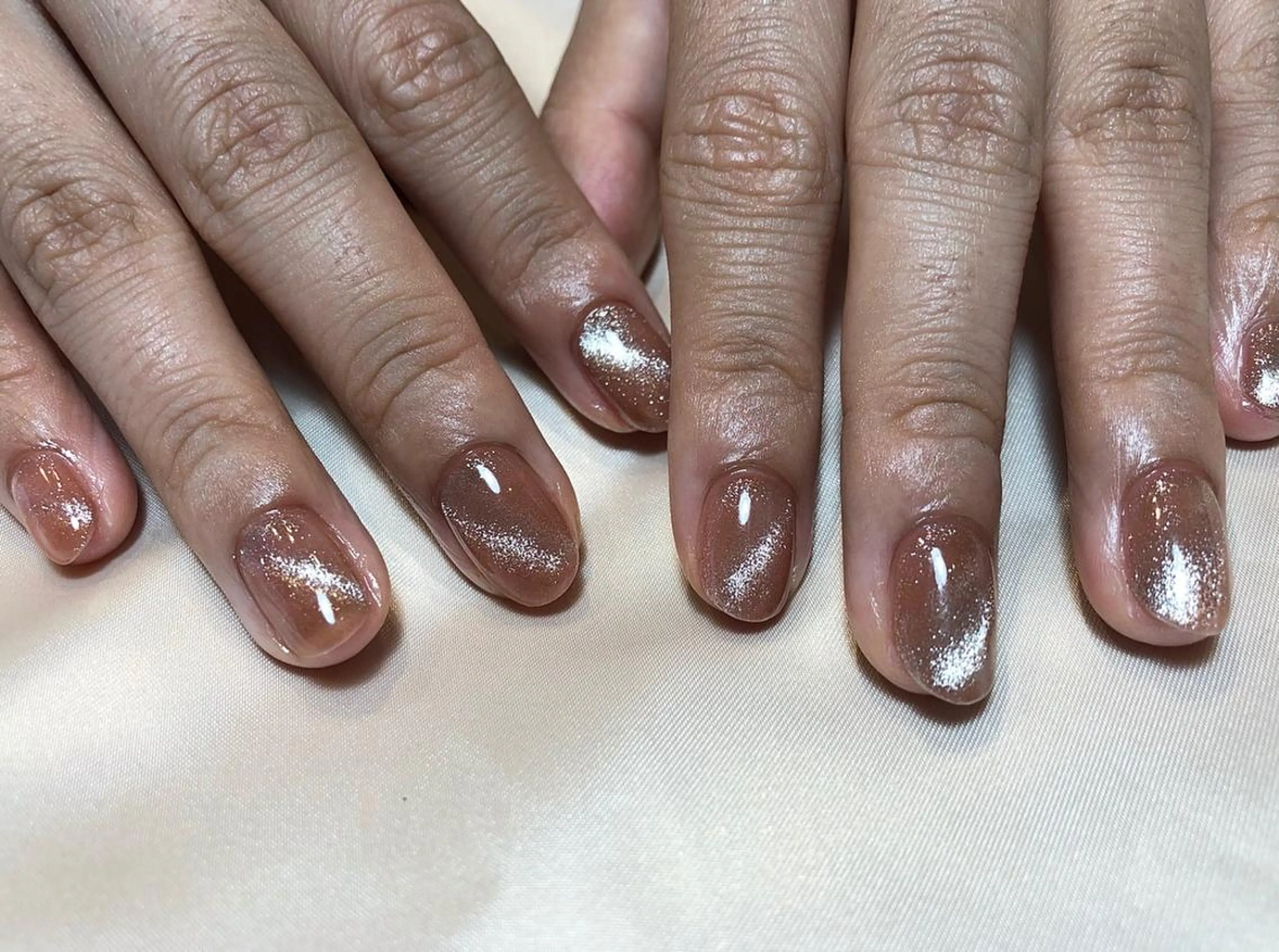 ネイル クリアネイル キラキラネイル マグネットネイル マグネットワンカラー ワンカラーネイル ハンドネイル ☽ ☾のネイルデザイン