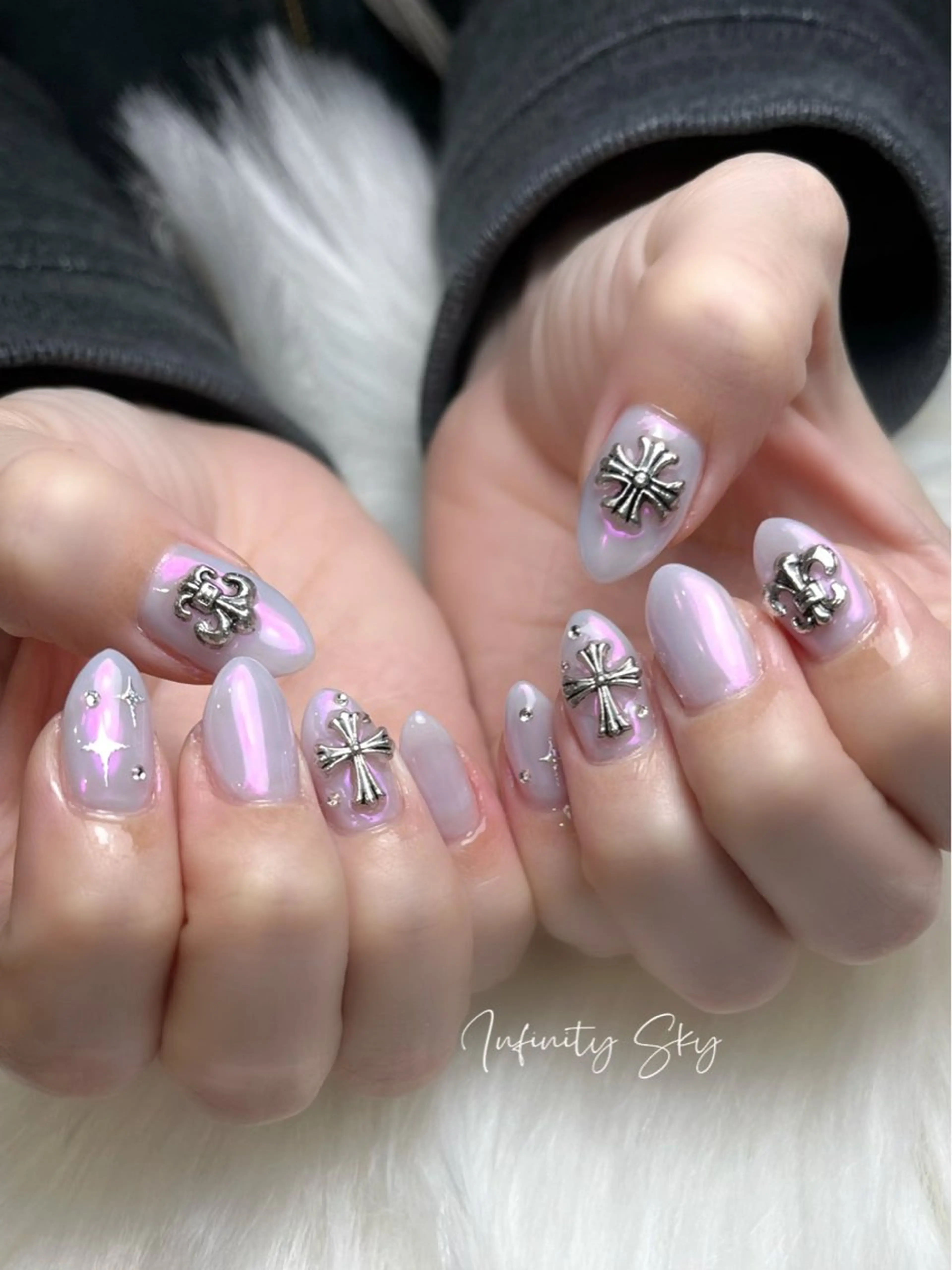 ネイル ミラーネイル パープル infinity skyのネイルデザイン