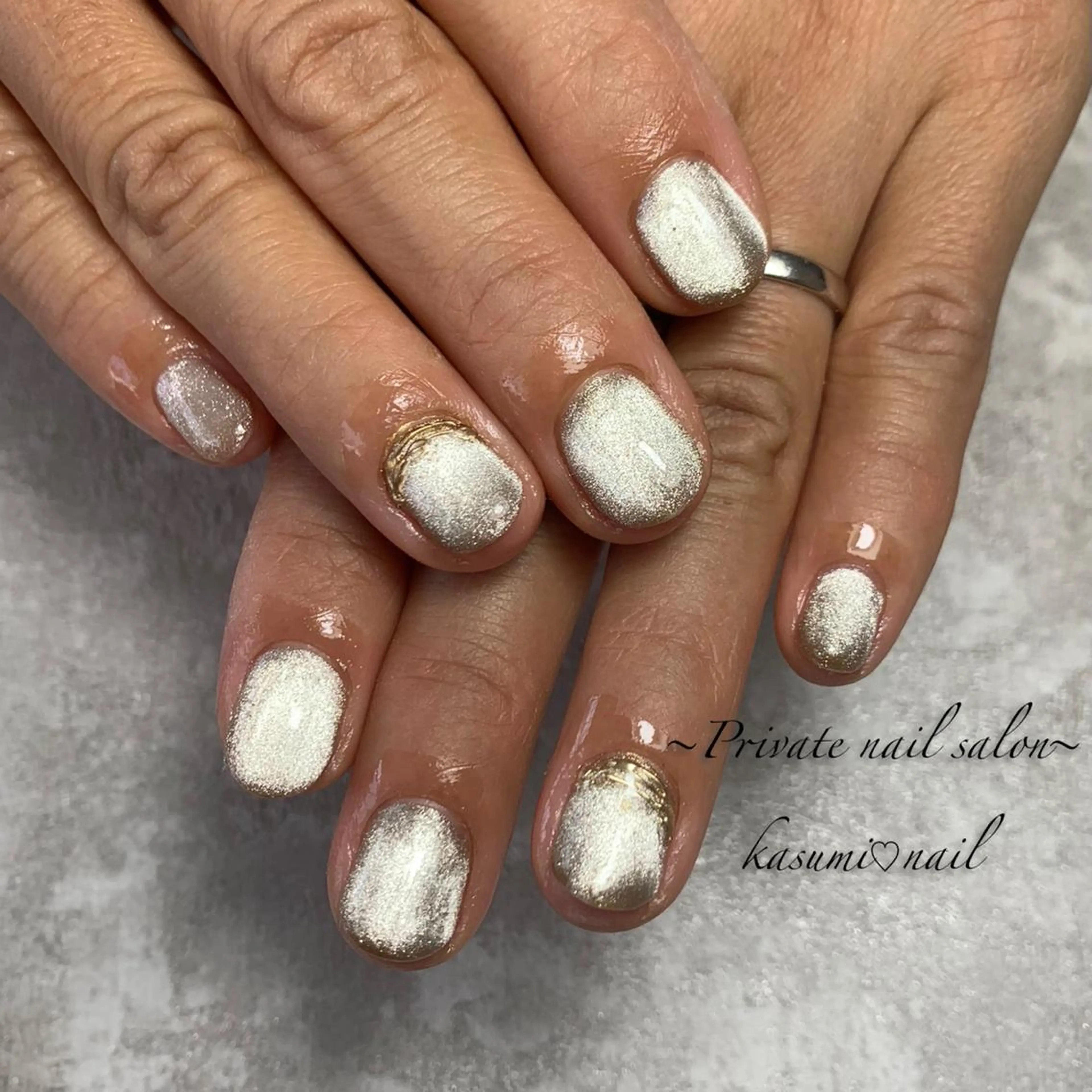 ネイル マグネットネイル ミラーネイル ニュアンスネイル 春ネイル KASUMI♡ Nailのネイルデザイン