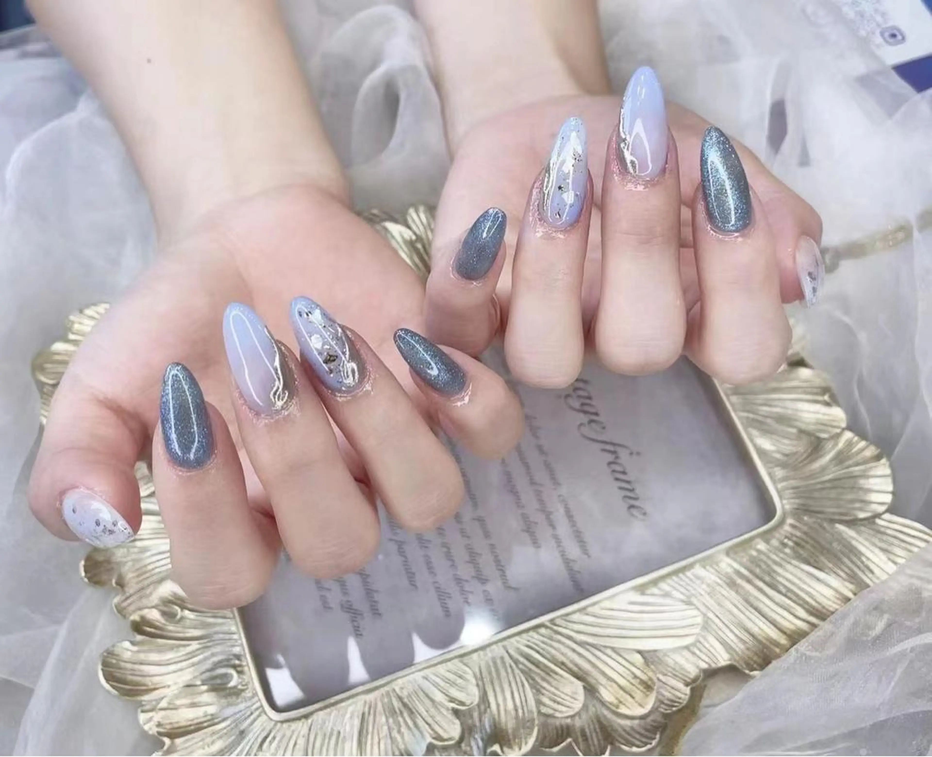 ネイル ブルー ニュアンスネイル Babarla Nailのネイルデザイン