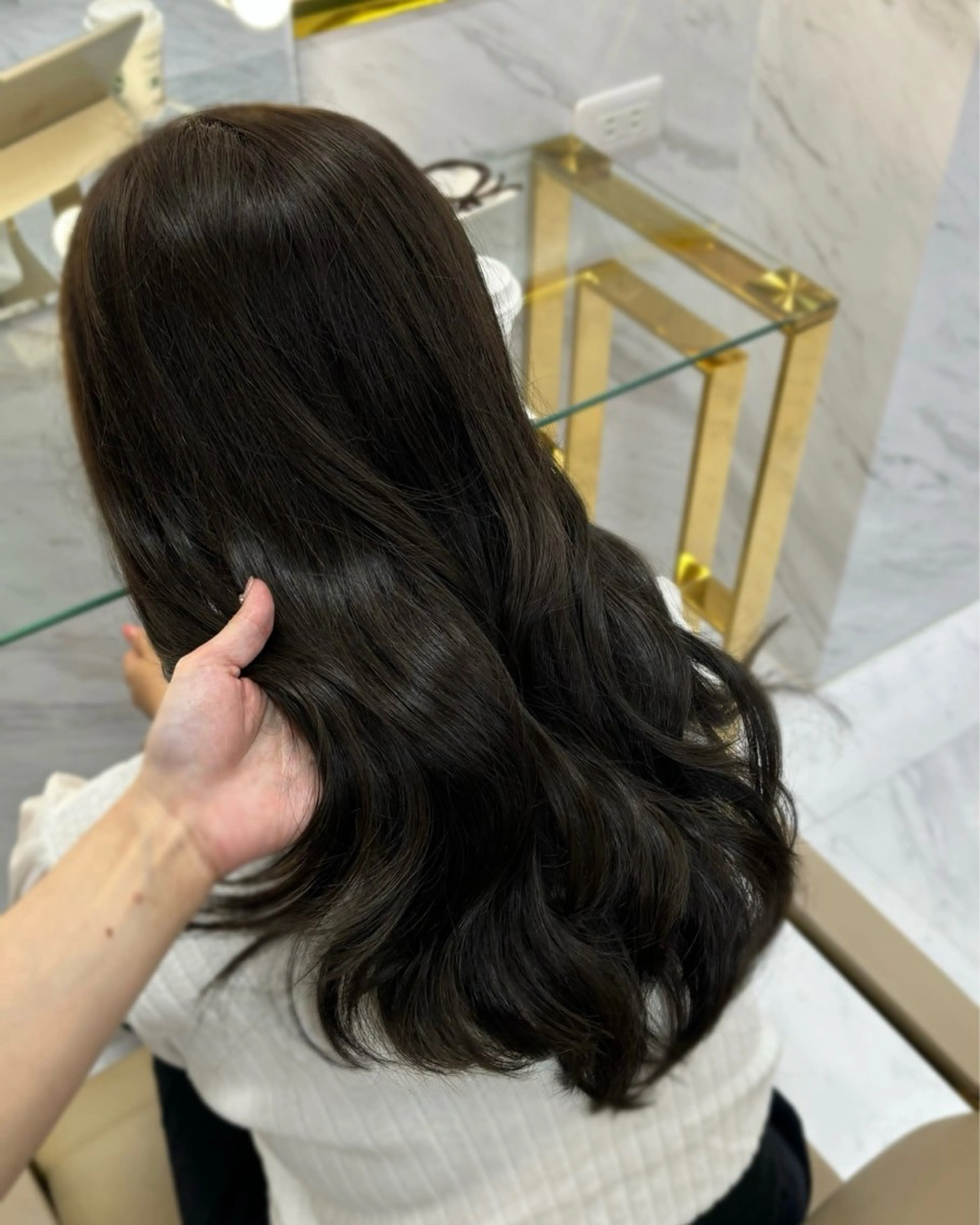 ロング カラー ブラウンカラー オリーブブラウン ヘアカラー 岡山 愛のヘアスタイル