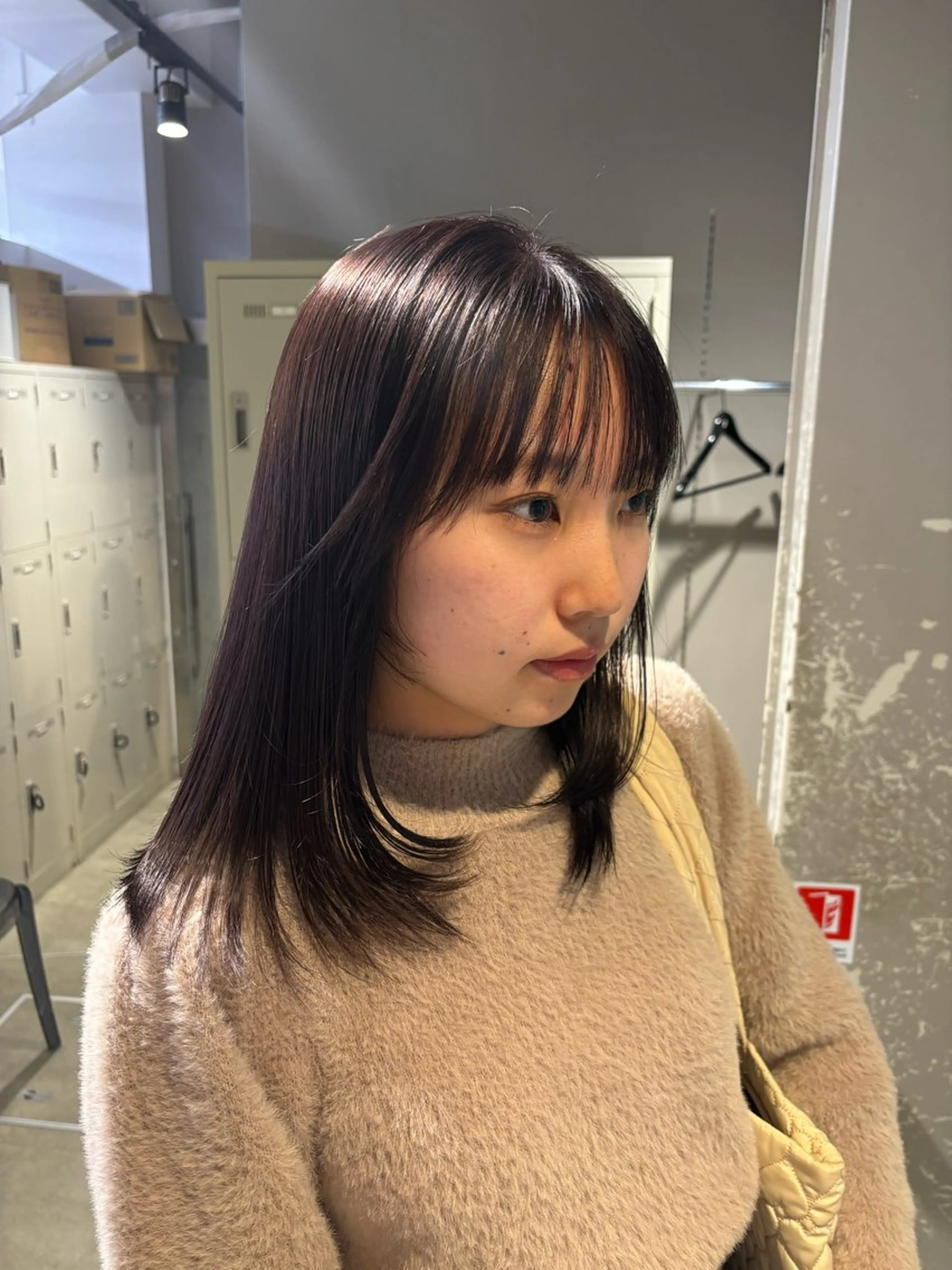 ミディアム カラー ブラウンカラー ラベンダーカラー ラベンダーブラウン レイヤーカット ローレイヤー 表参道ハッシュカット レイヤー/リノンのヘアスタイル