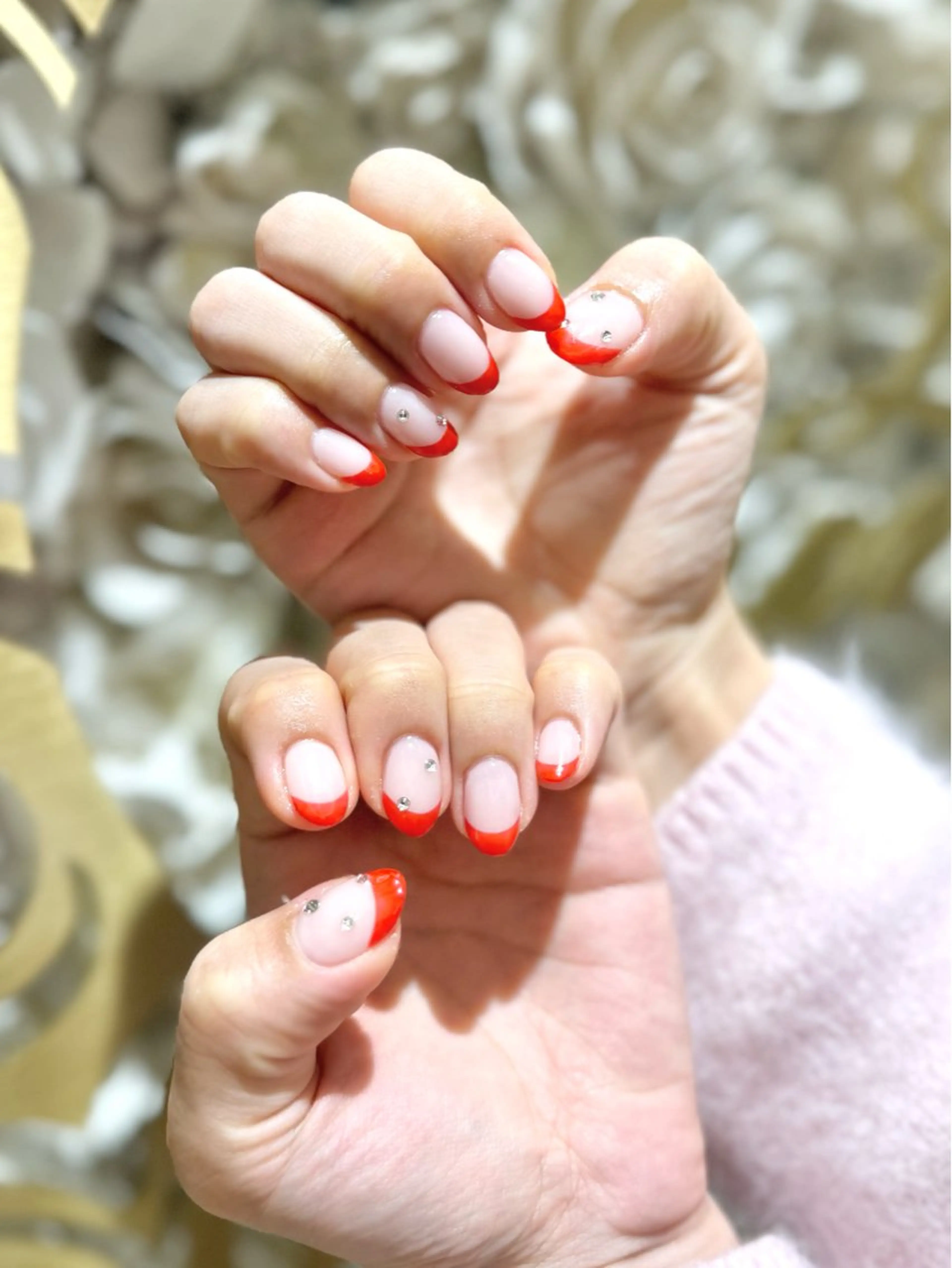 ネイル フレンチネイル 赤色 La Luna アヤカのネイルデザイン