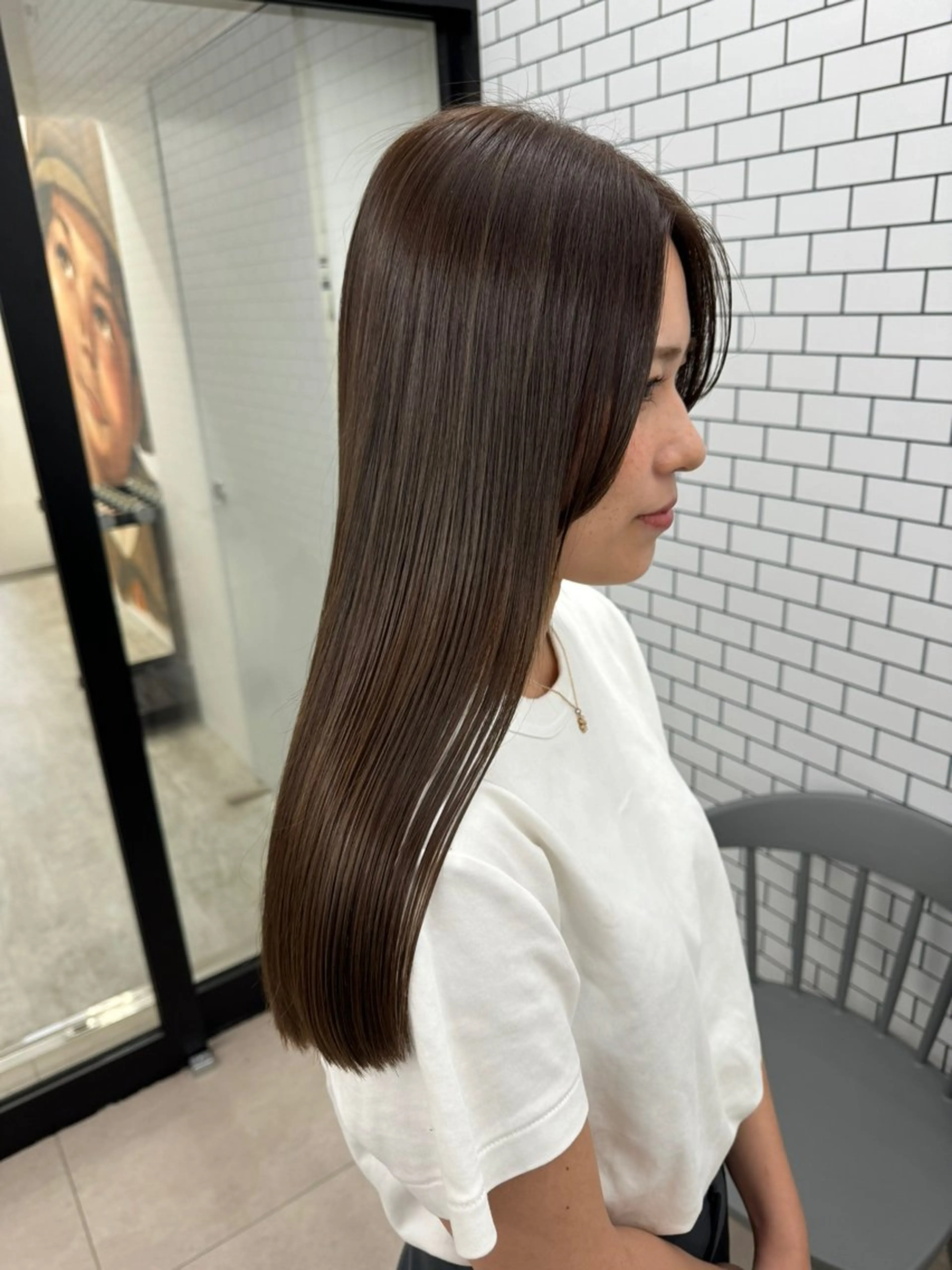 ロング カラー グレージュ ハイライトカラー ハイライト 髪質改善 トリートメント カット ヘアカラー トリートメント ヘッドスパ 岡村 玲奈のヘアスタイル