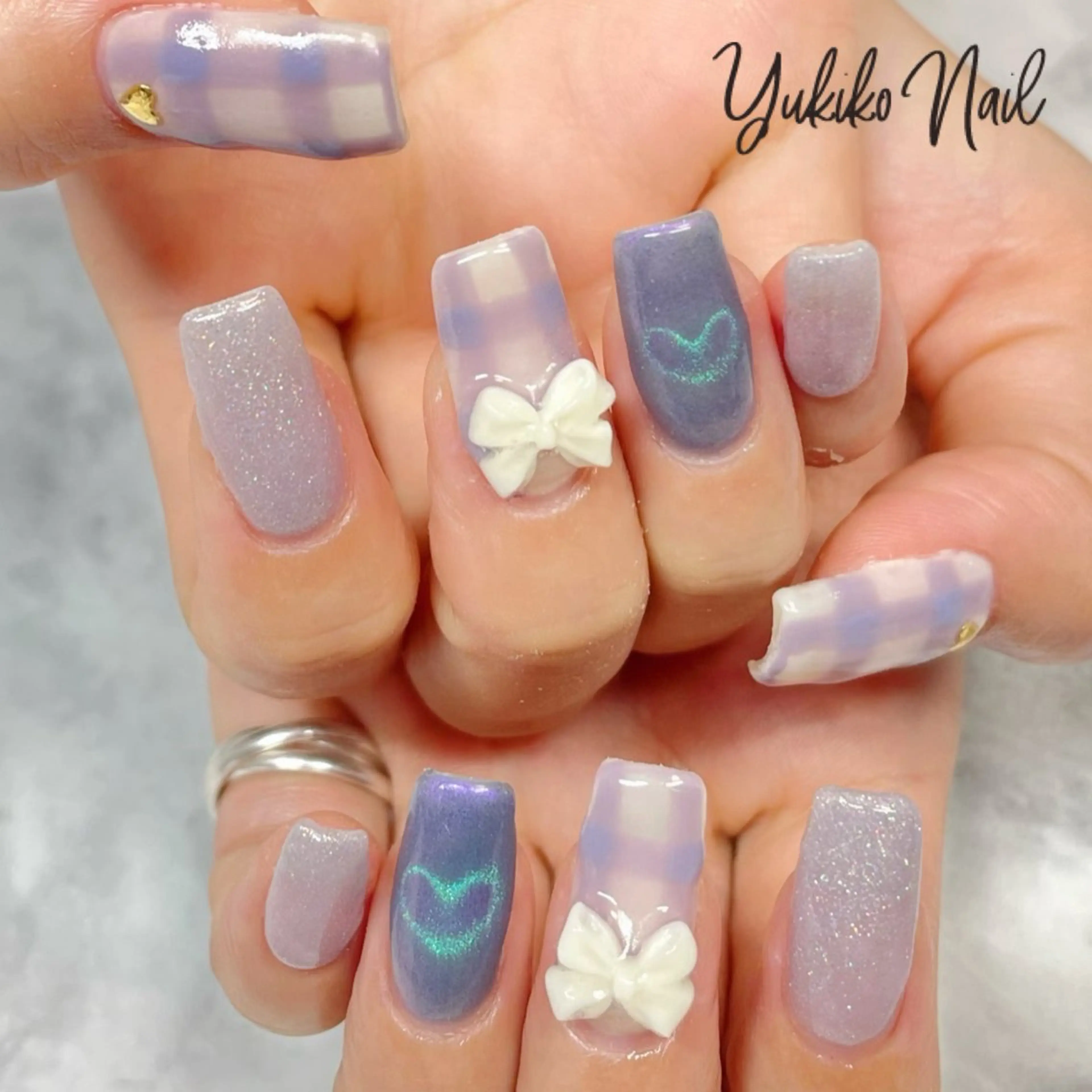 ネイル ハート マグネットネイル ハンドネイル ユキコ ネイルのネイルデザイン