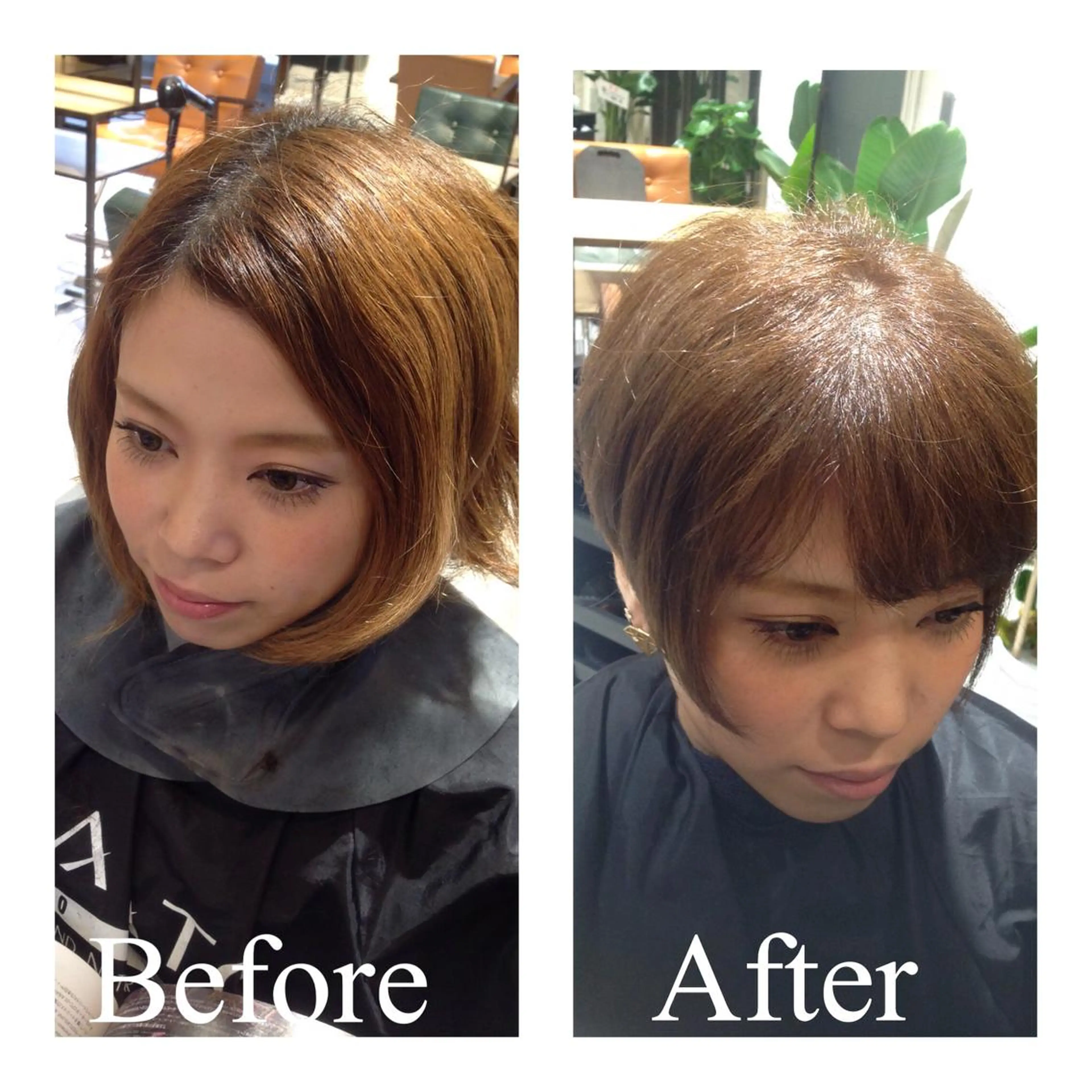 ショート ミディアム カラー パーマ アオガミ （前髪顔周りカット）のヘアスタイル