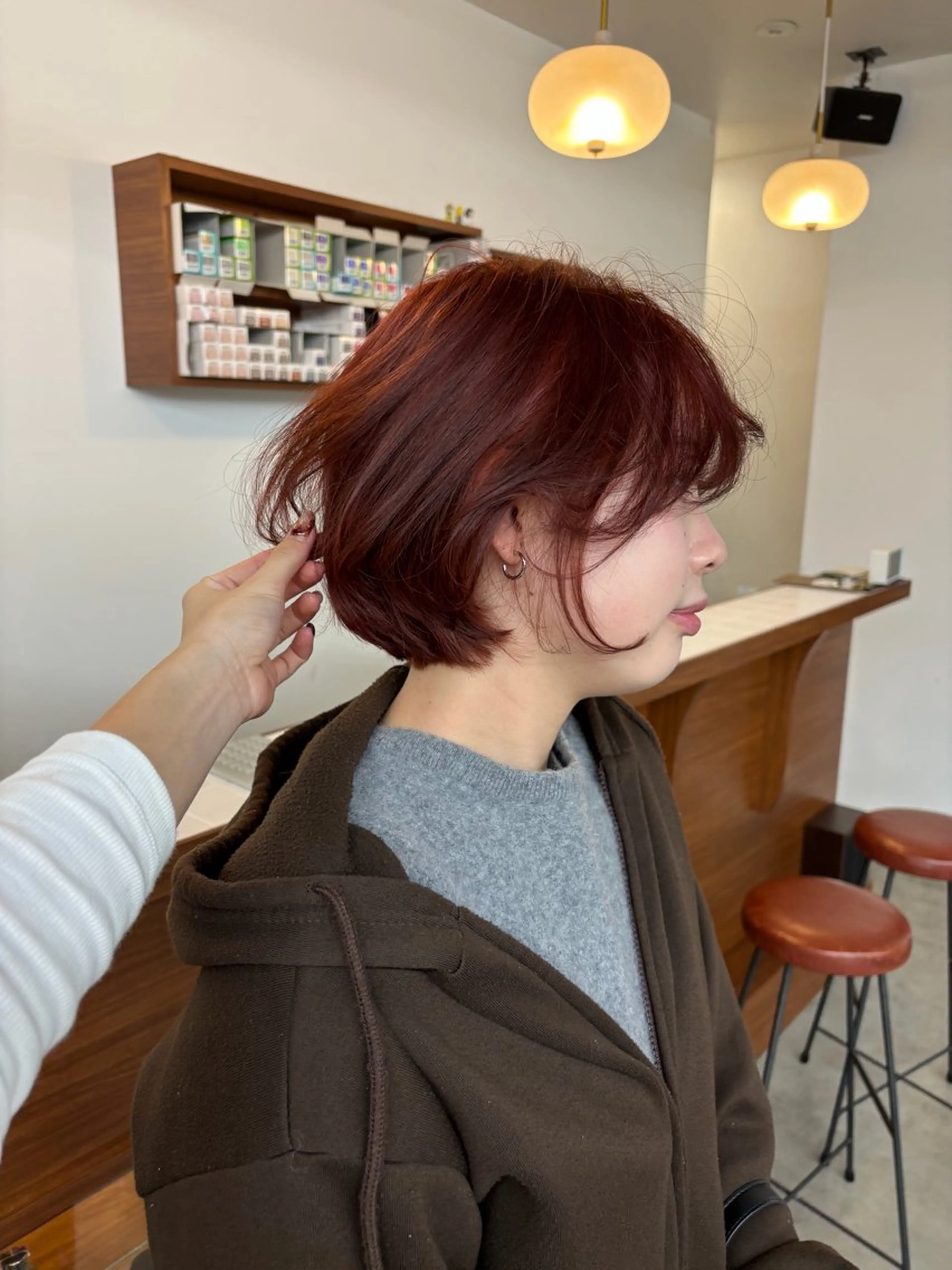 カラー ブリーチ ブラウンカラー レッドカラー ヘアカラー めい/ダブルカラ ー/ブリーチアリのヘアスタイル