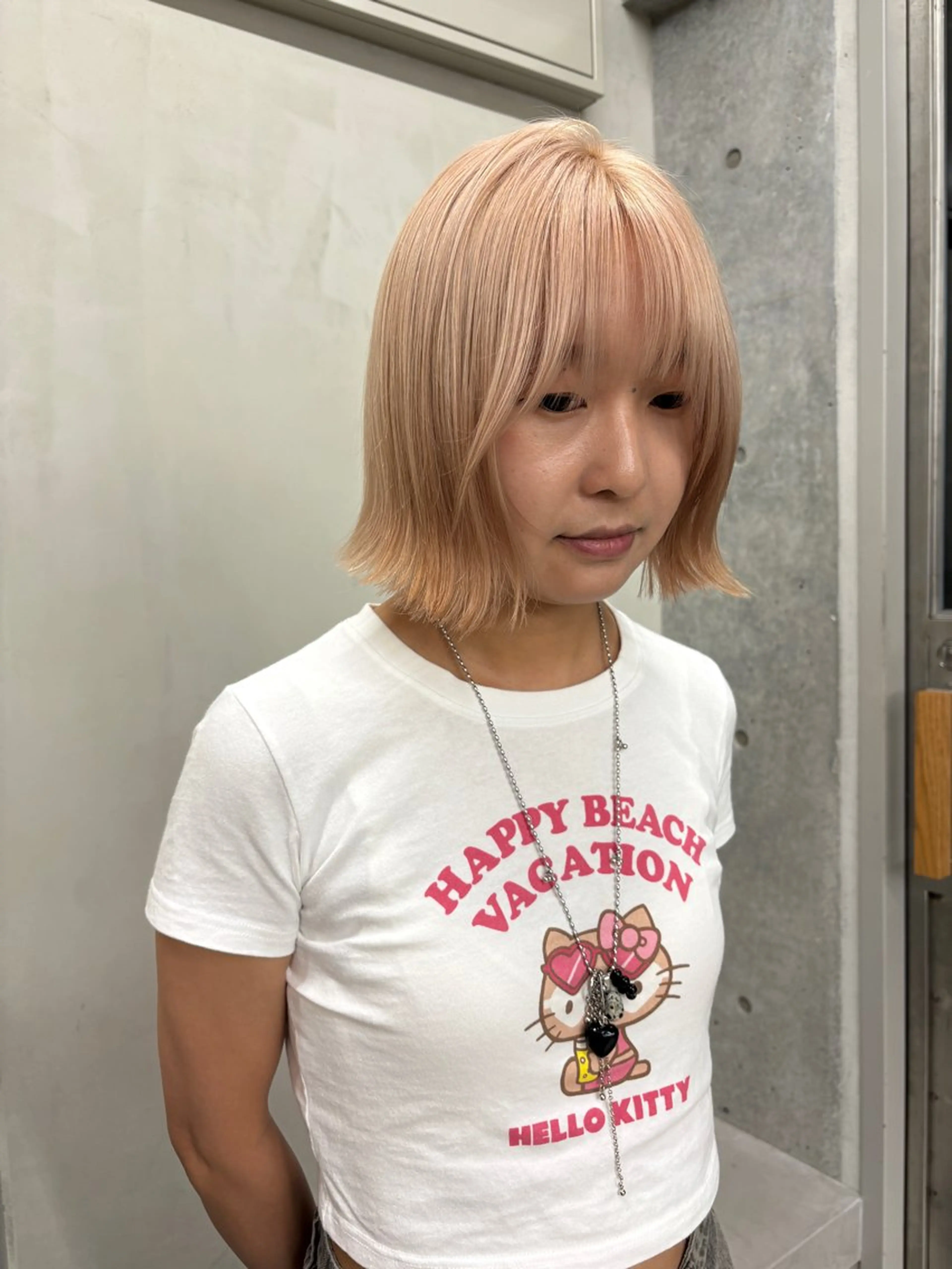 ショート カラー ベージュカラー ピンクカラー カット ヘアカラー トリートメント yuuna/ ハッシュカット🎀のヘアスタイル