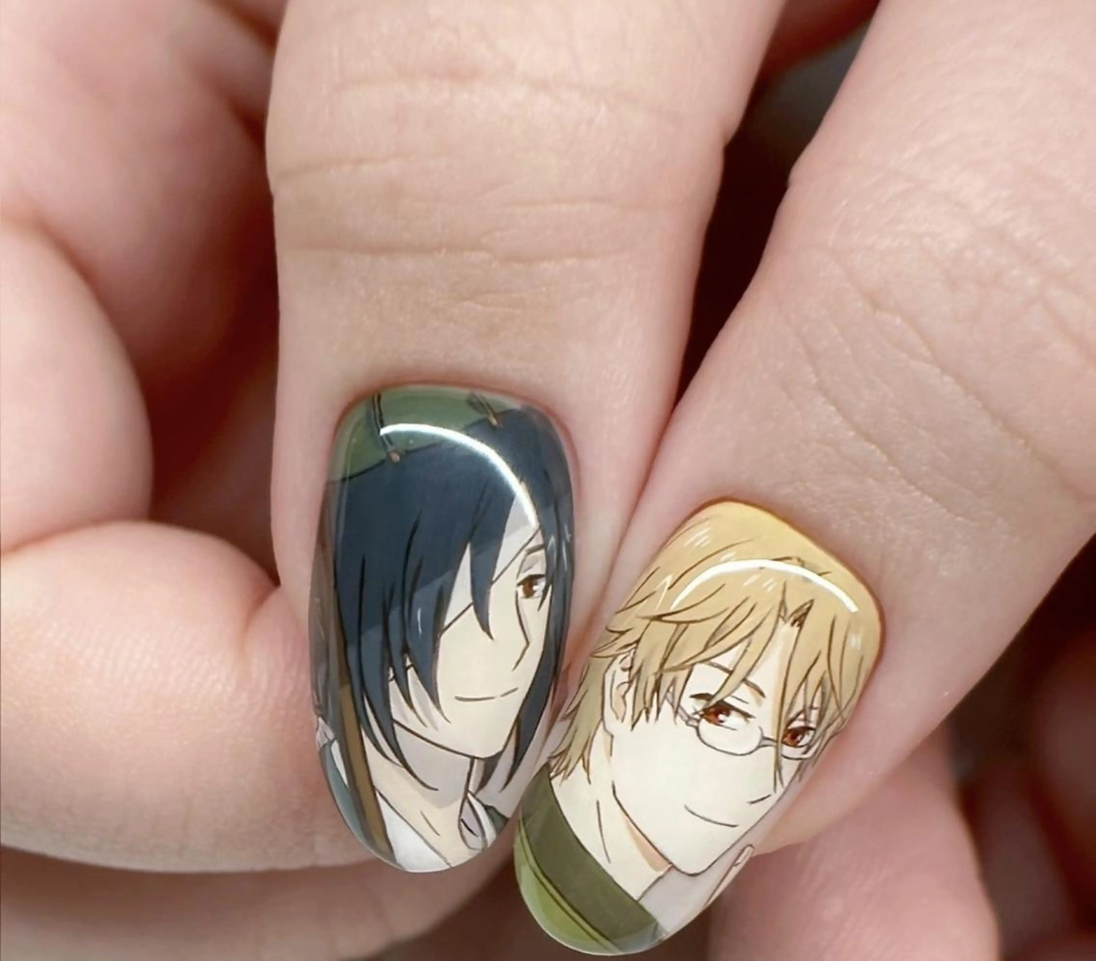 長さ出し10本 ジェルチップ】痛ネイル2本+ワンカラーorマグネットワンカラーの写真