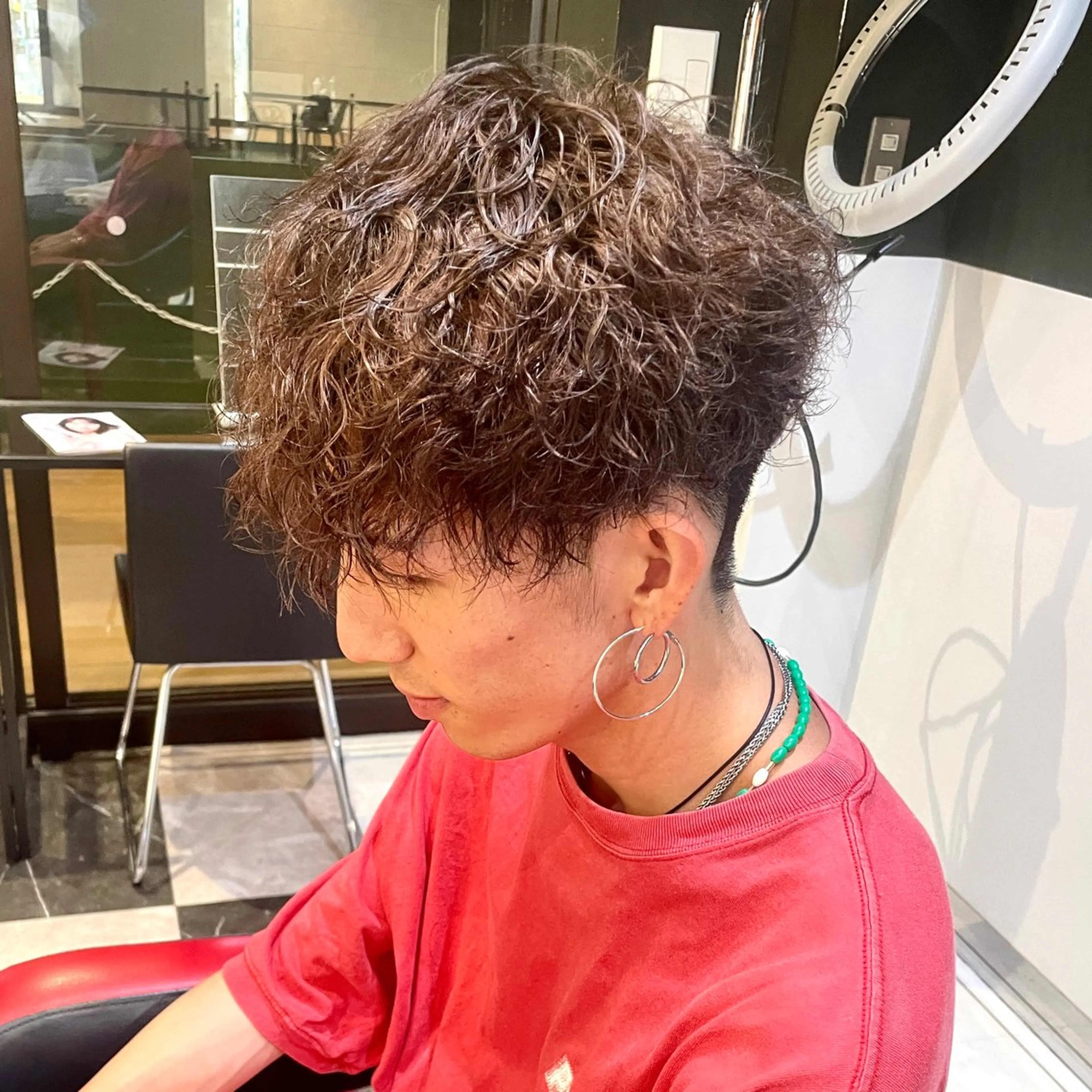 ショート パーマ メンズ スペインカール カット ヘアカラー パーマ メンズヘア特化 崎田 成人のヘアスタイル