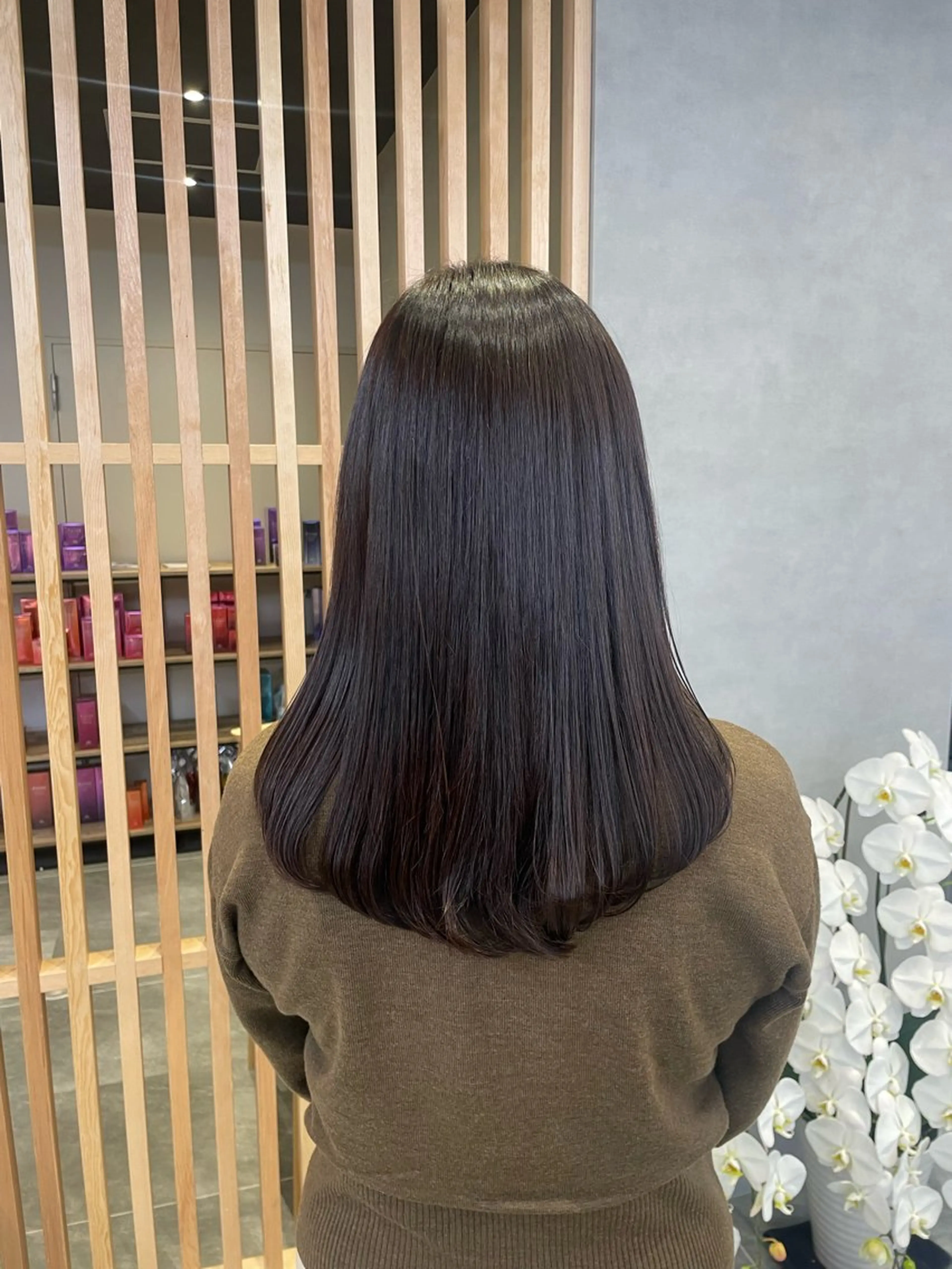 セミロング カラー Ella所属・nana【艶髪】/ レイヤー/縮毛矯正のヘアスタイル