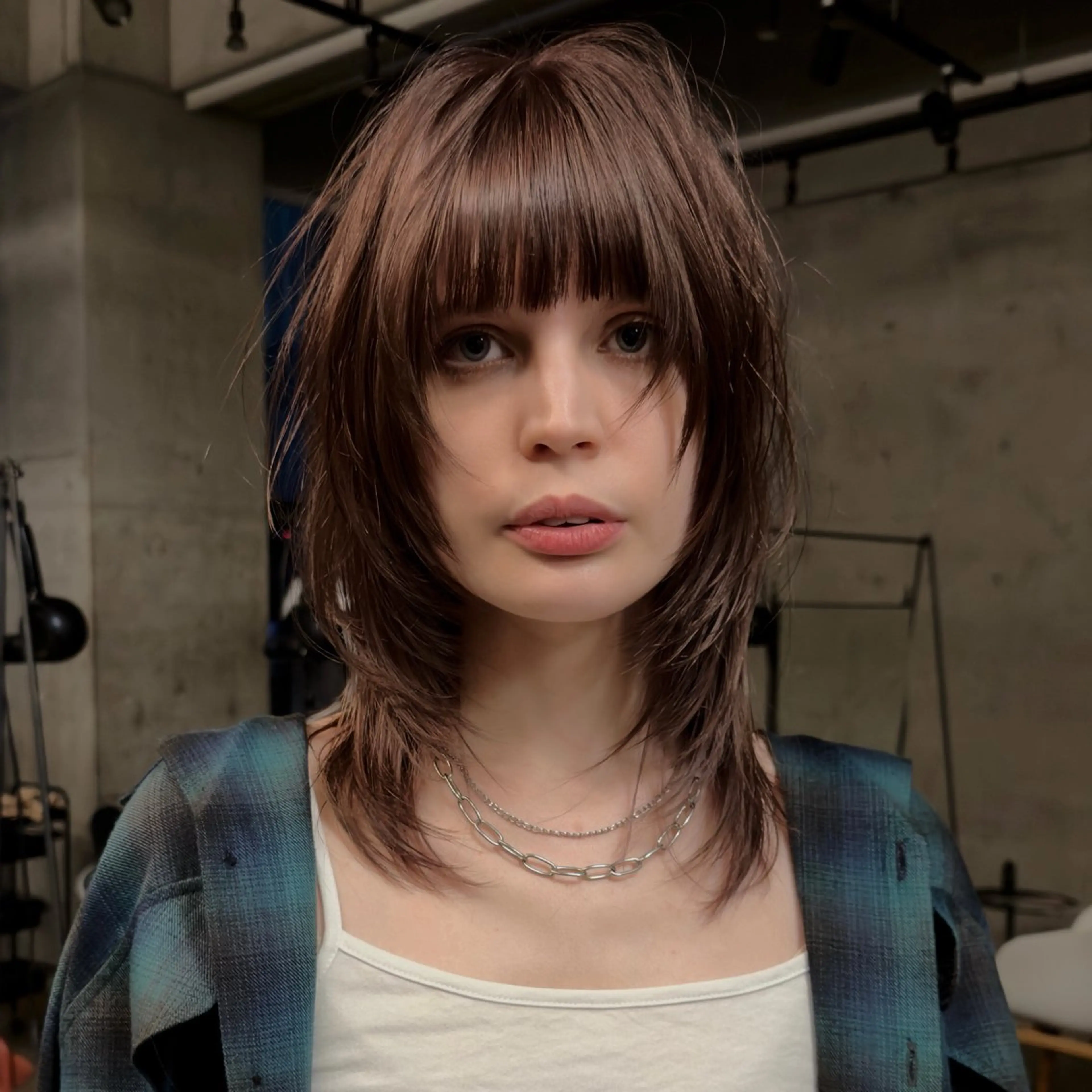 セミロング カラー カット ヘアカラー ウルフ/レイヤー/ ブリーチカラーのヘアスタイル