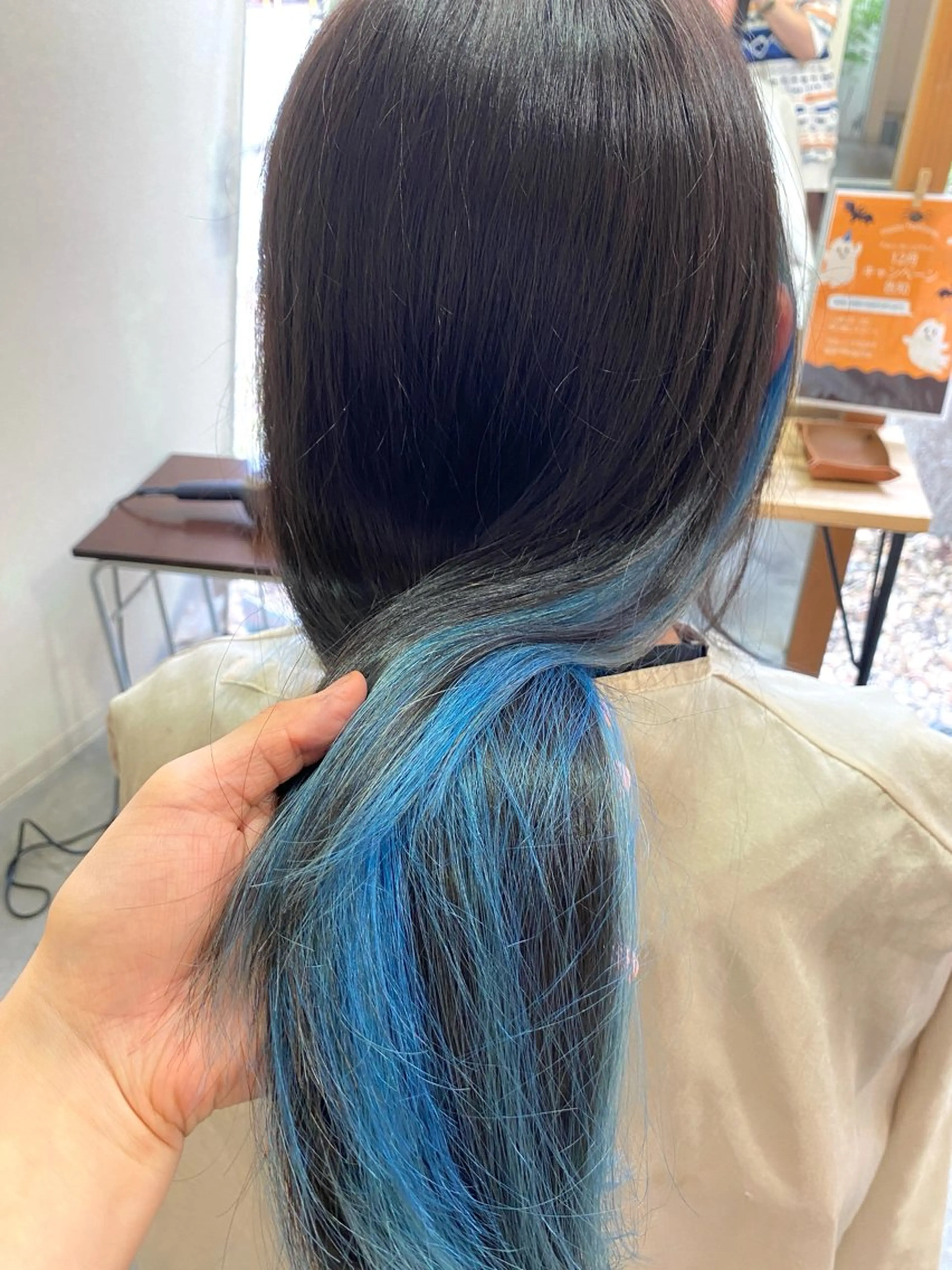 ロング カット ヘアカラー トリートメント ブリーチなしWカラー /酸性ストレート河本のヘアスタイル