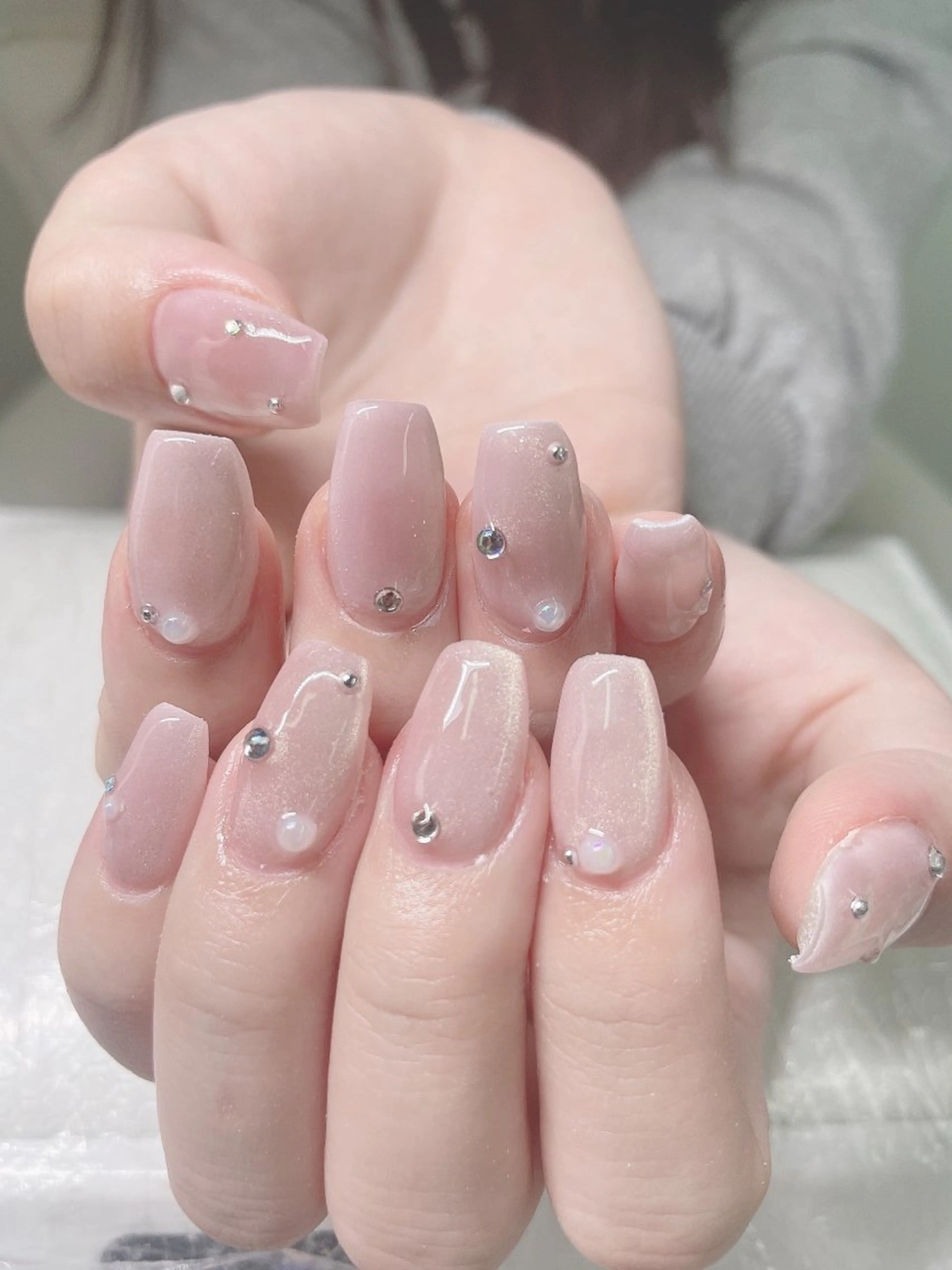 ネイル キラキラネイル 韓国ネイル ネイルチップ ワンホンネイル Van Nail Salon 本厚木のネイルデザイン