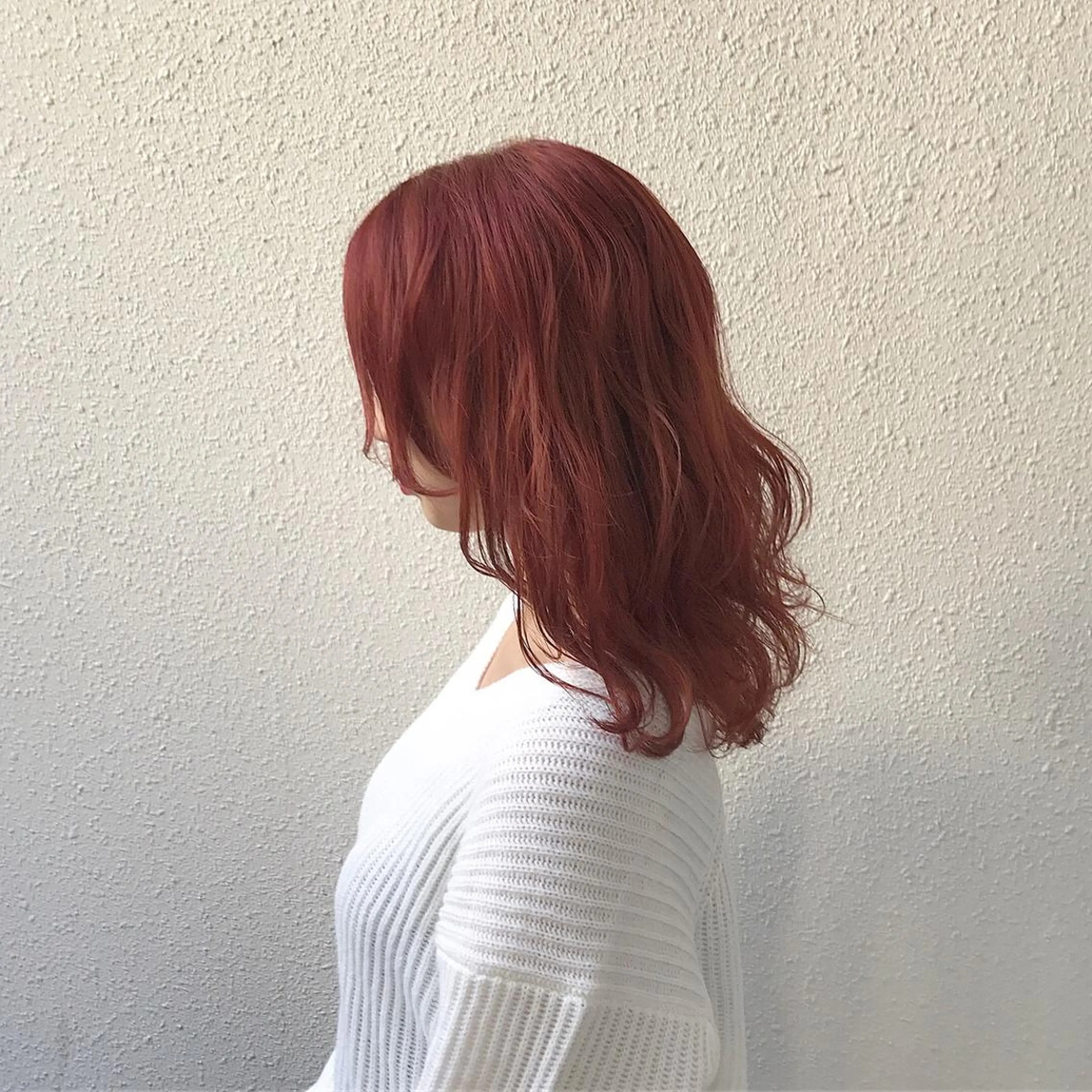 セミロング カラー ダブルカラー レッドカラー インナーカラー/天神 ブリーチ/吉田のヘアスタイル