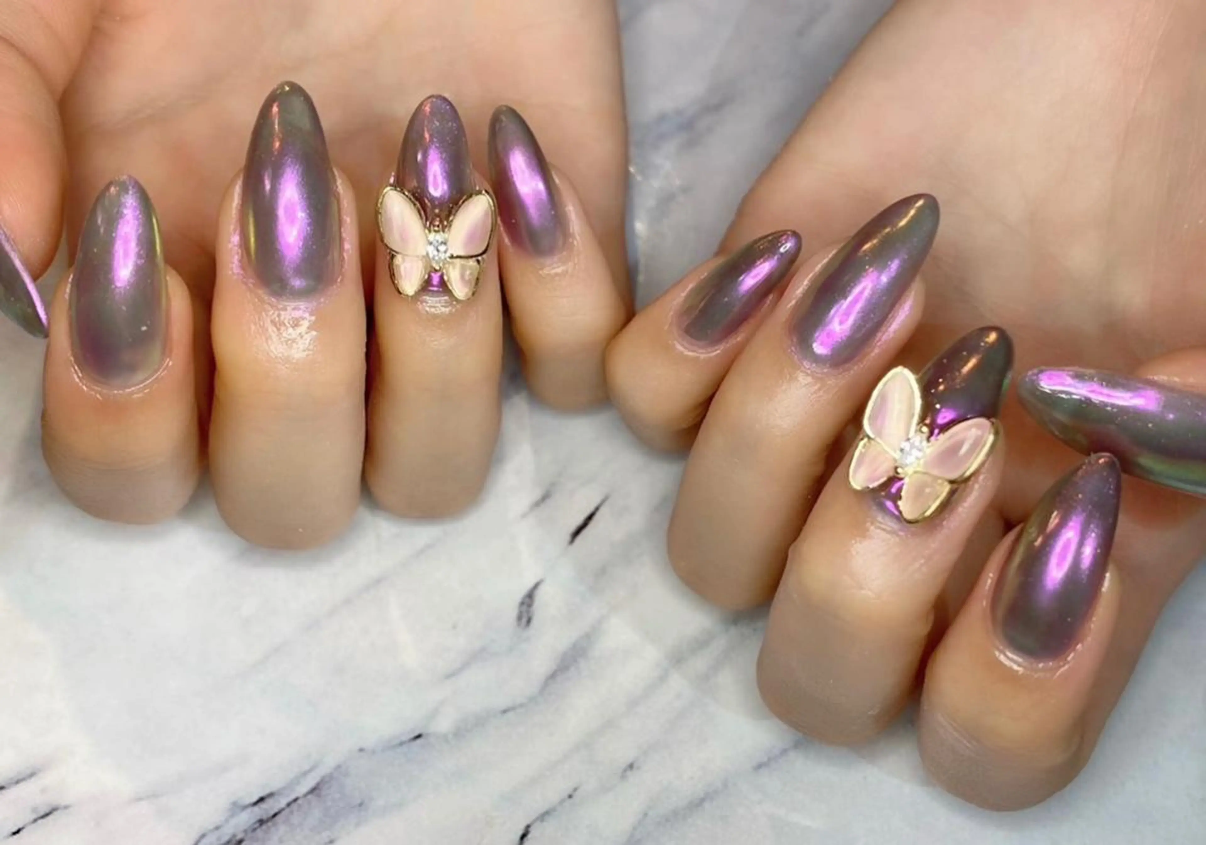 ネイル オーロラネイル ピンク Lino+ ネイル&よもぎ蒸しのネイルデザイン