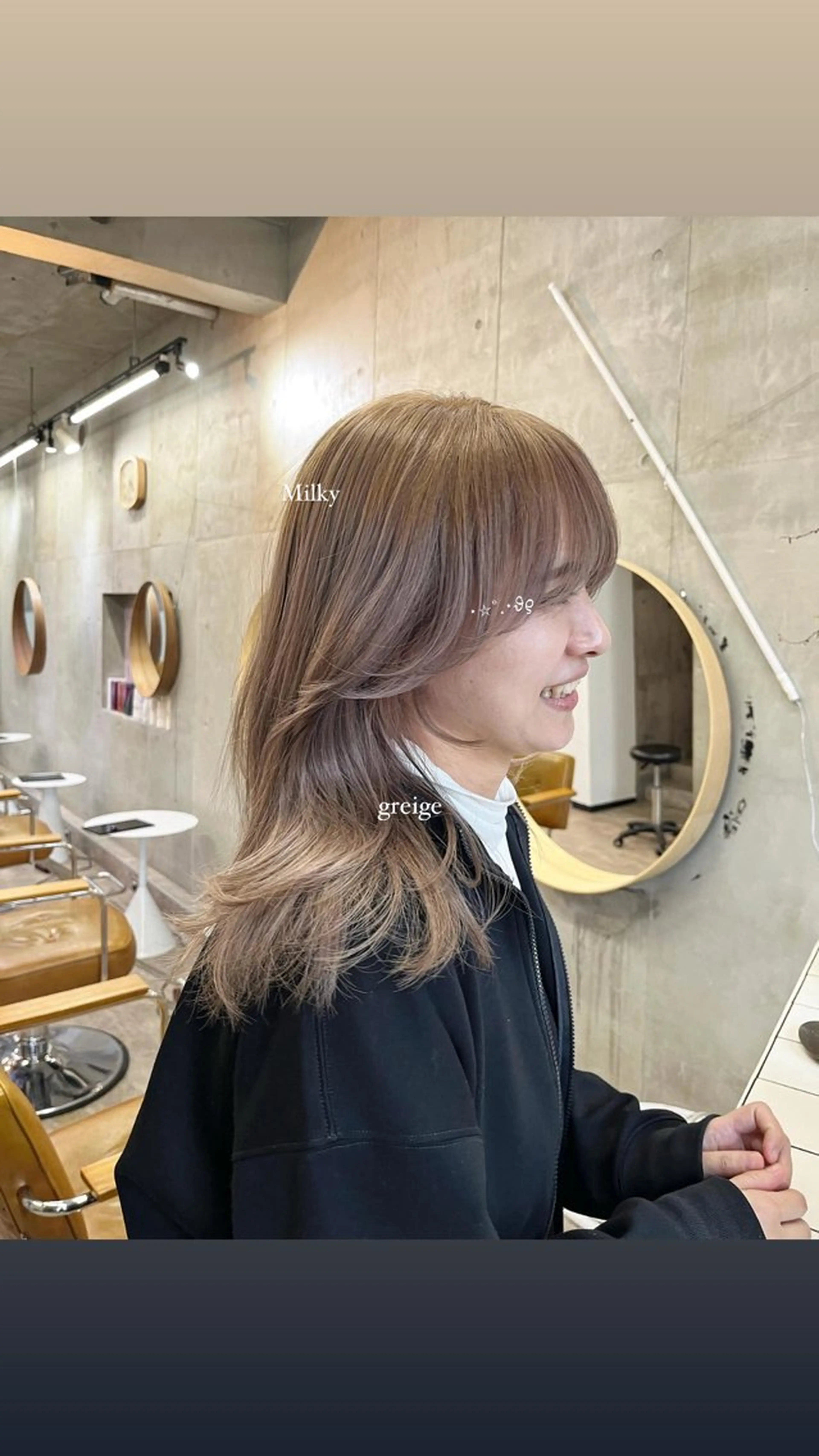 ロング カラー 顔周りカット 韓国風ヘア 似合わせカット カット SALT WATER所属・🫐 𝐌𝐚𝐨 🫐似合わせcutのヘアスタイル