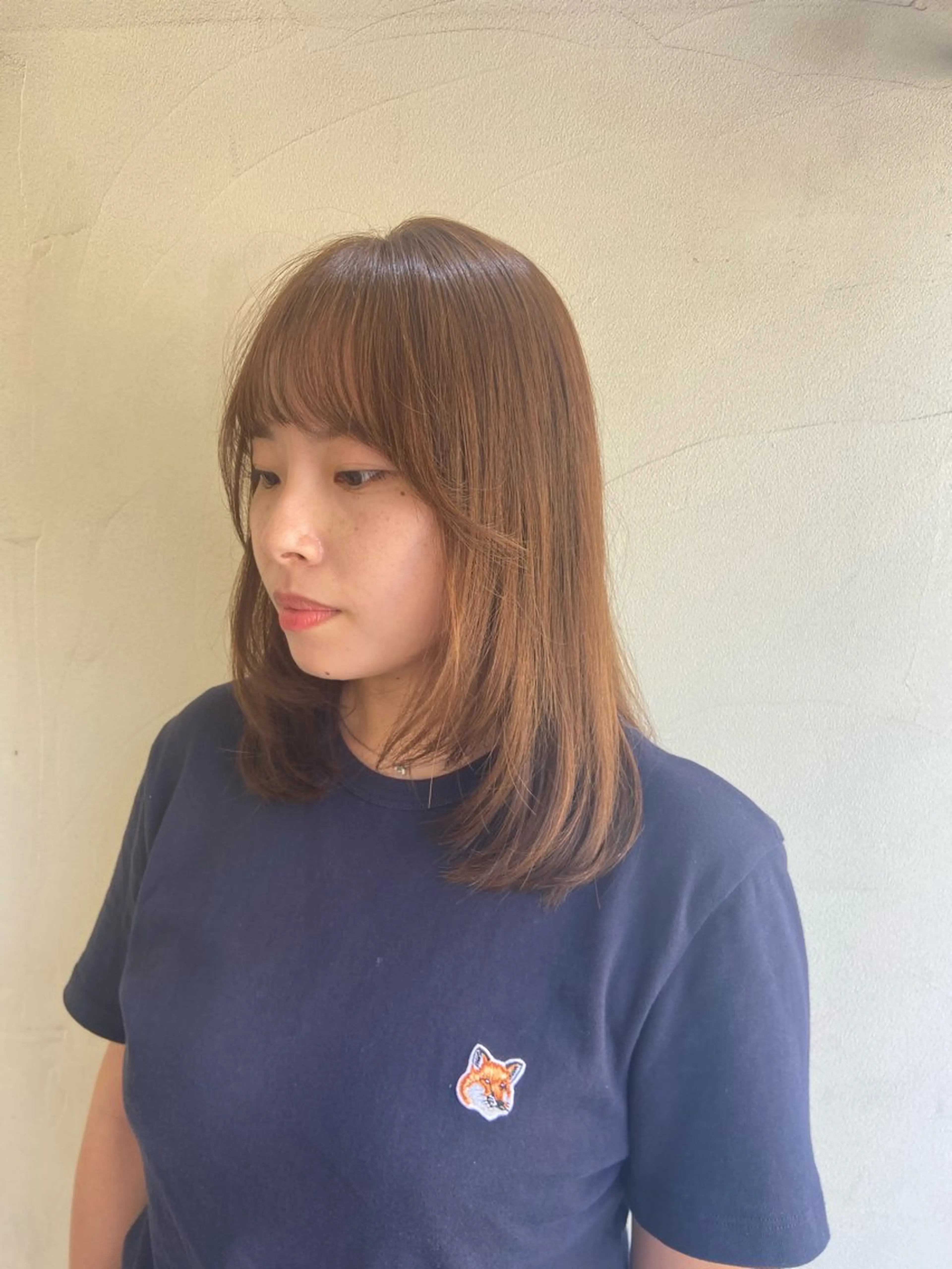 ミディアム カット ヘアカラー トリートメント 髪質改善/ヘアケア coiiはしもとはなのヘアスタイル