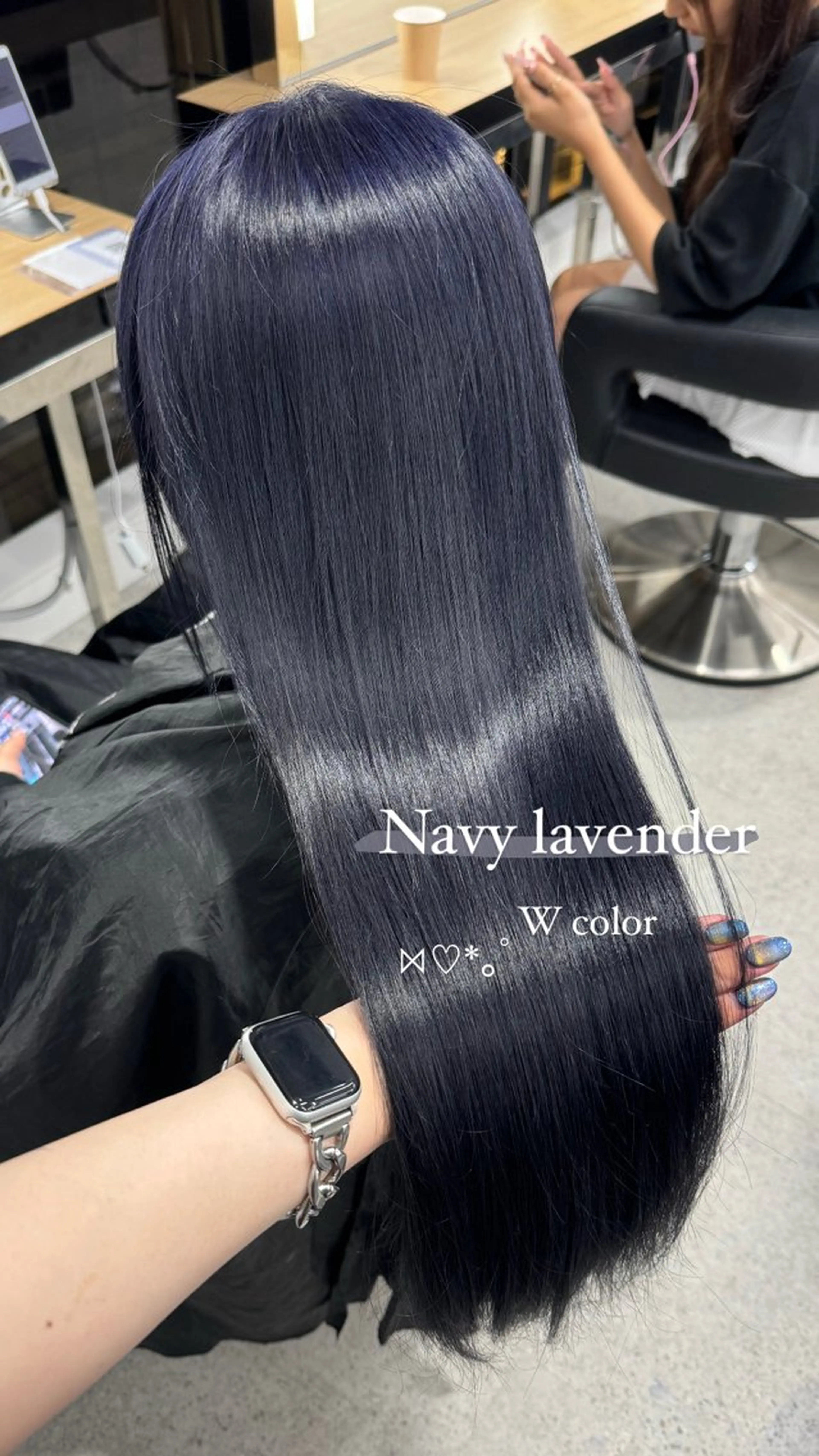 ロング カラー ヘアカラー 暗髪🩶ラベンダー/ ブルー/ユウナ🤍のヘアスタイル